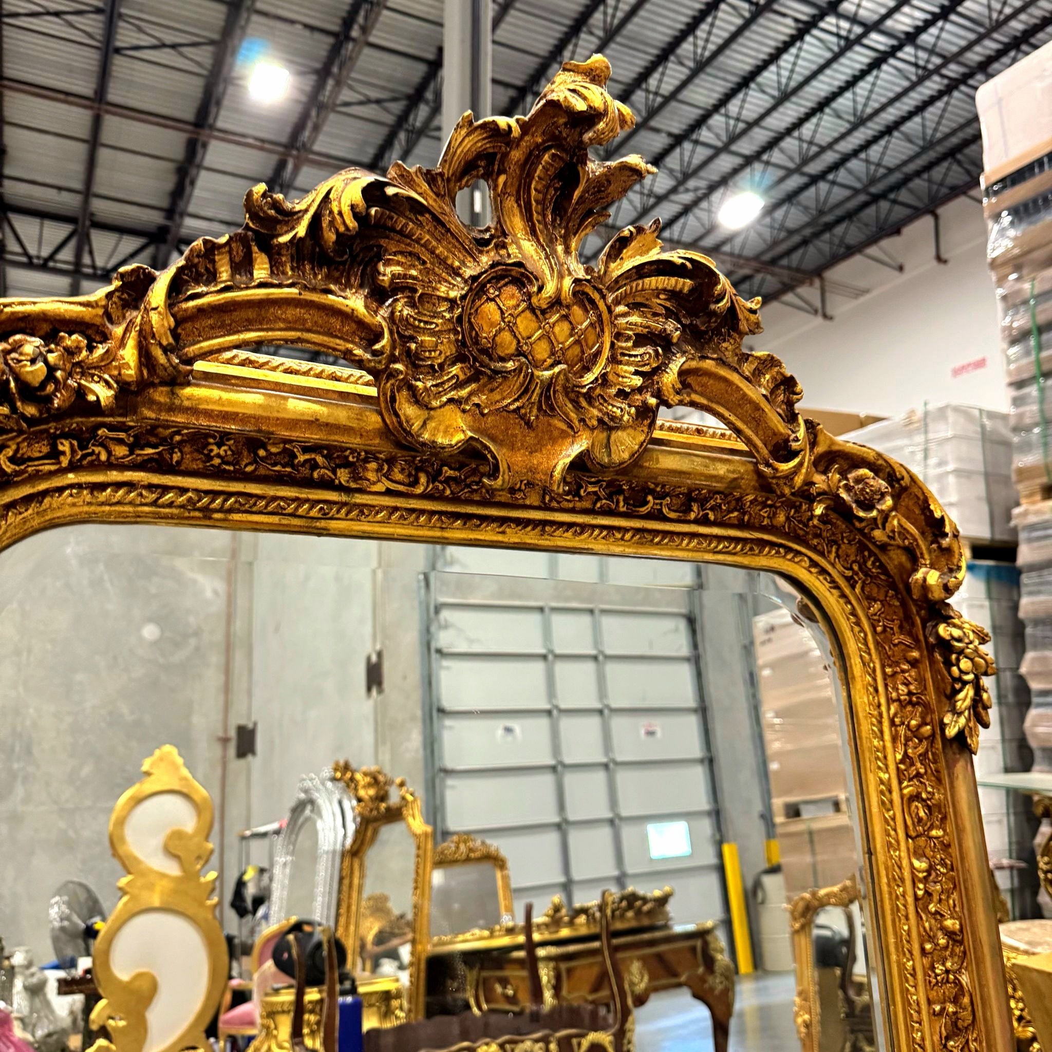 French Style Gold Wall Floor Mirror 5 Feet Tall Gold Leaf