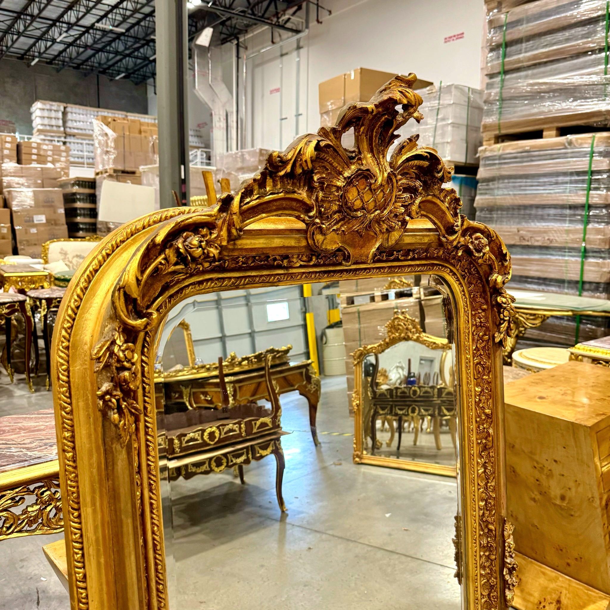 French Style Gold Wall Floor Mirror 5 Feet Tall Gold Leaf