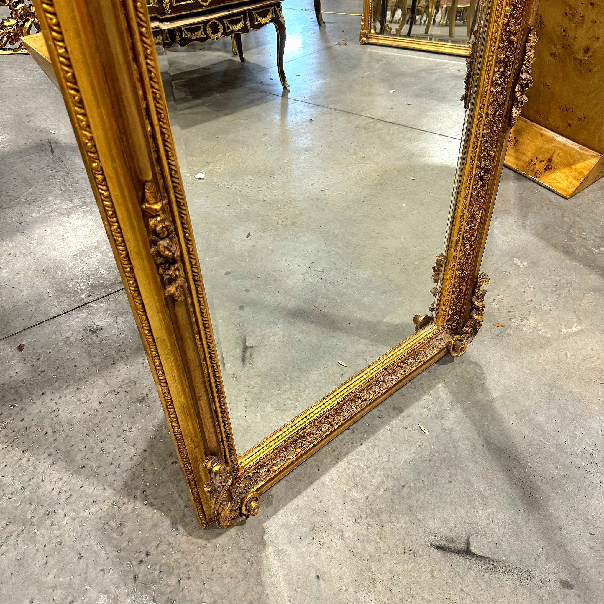 French Style Gold Wall Floor Mirror 5 Feet Tall Gold Leaf