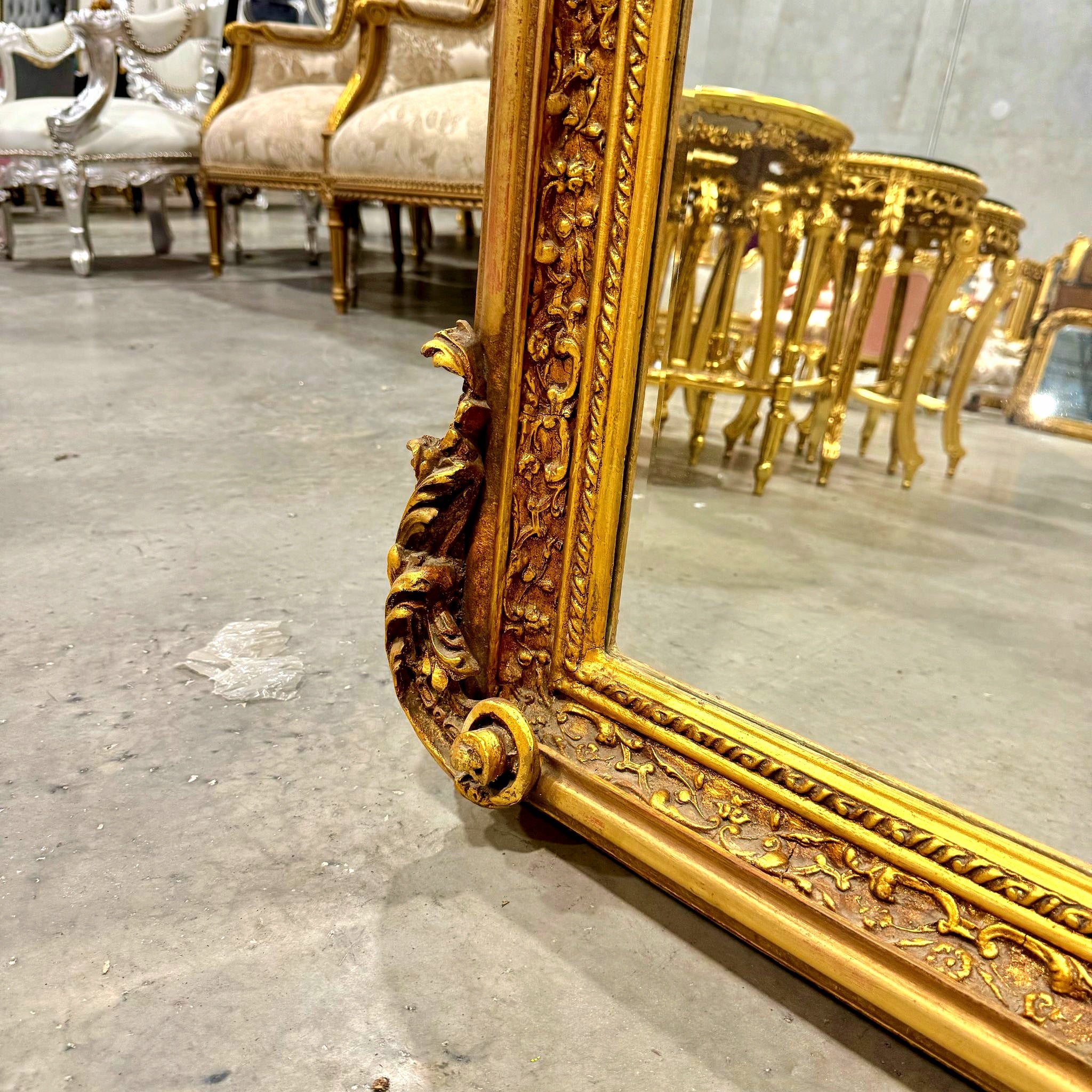 French Style Gold Wall Floor Mirror 5 Feet Tall Gold Leaf