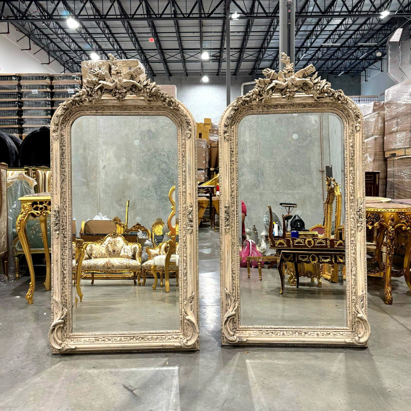 Birds Floor Mirror SET *2 mirrors* French Style 5 Feet Tall