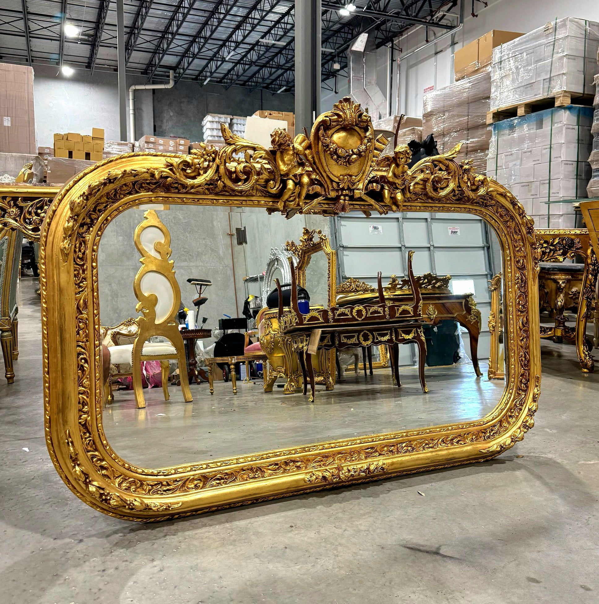 Mirror French Style Gold Wall Mirror Baroque Rococo Gold Leaf Vintage