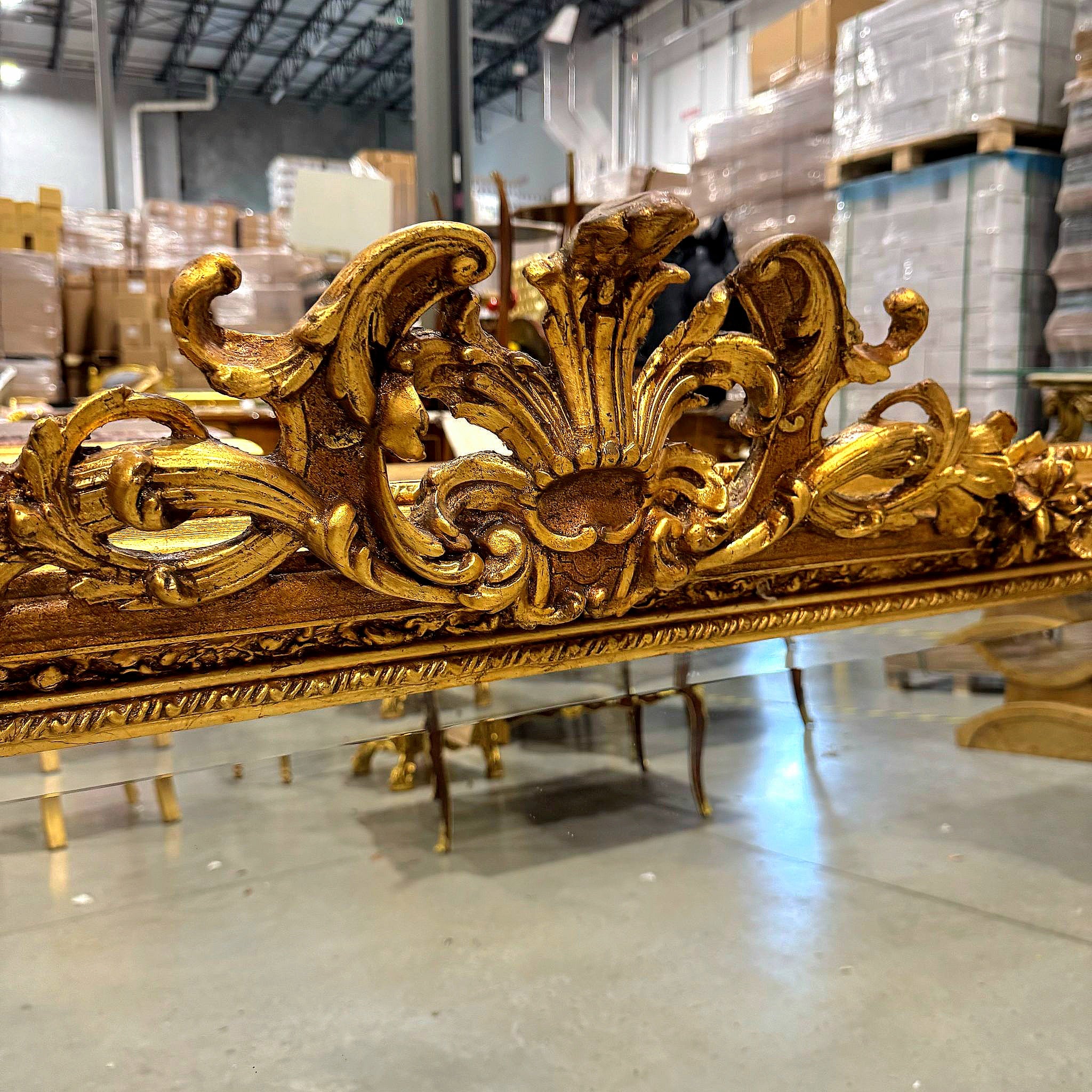 French Style Gold Wall Mirror Mirror Baroque Rococo Gold Leaf Details