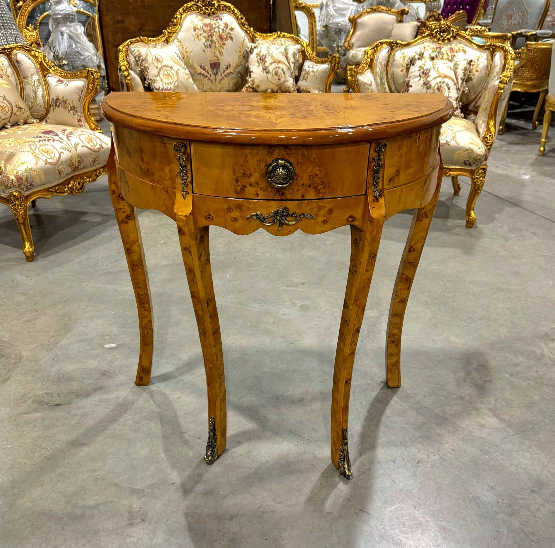 Bedside Table Marquetry French Side Table with a Drawer Louis XV Style