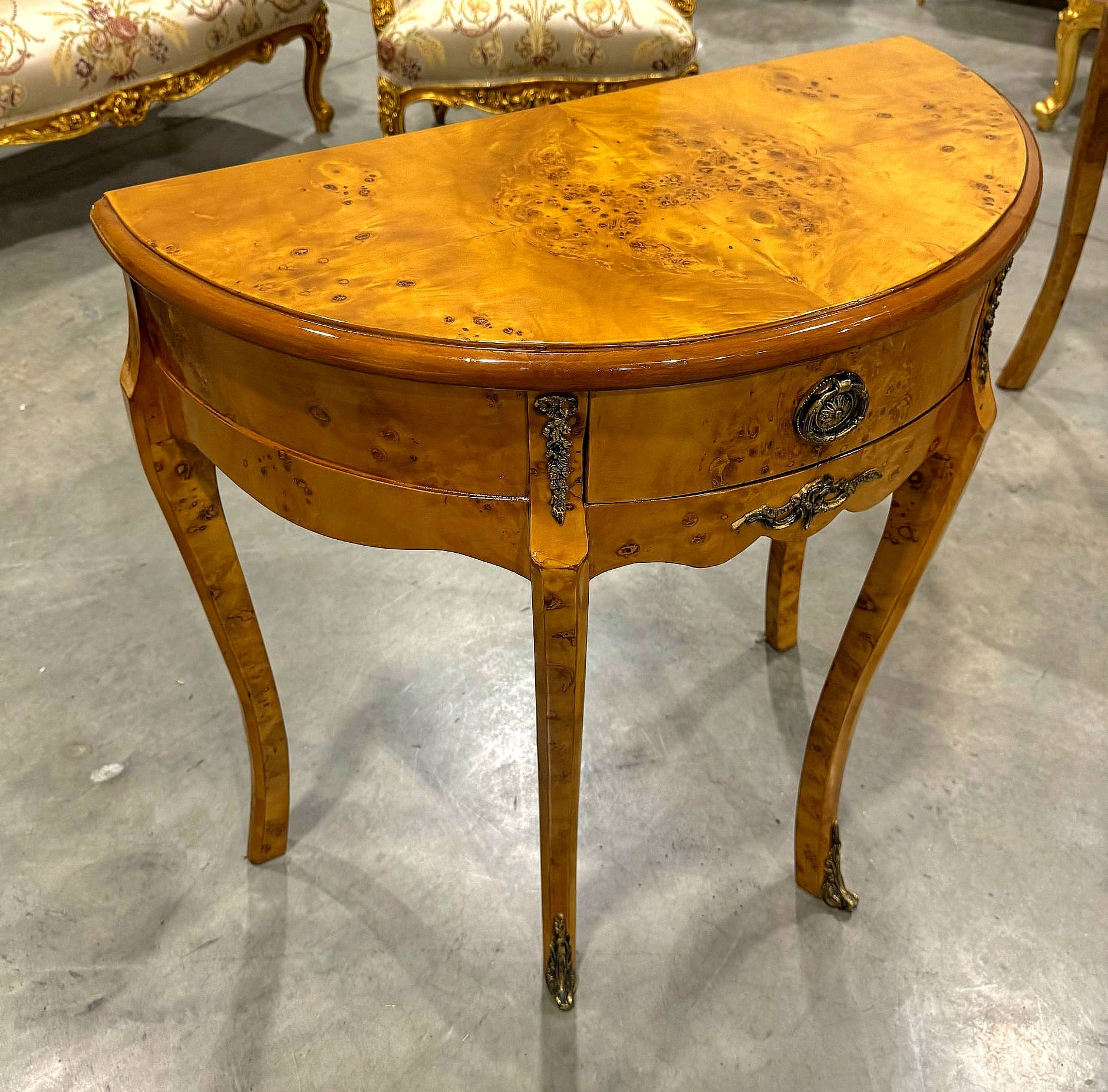Bedside Table Marquetry French Side Table with a Drawer Louis XV Style