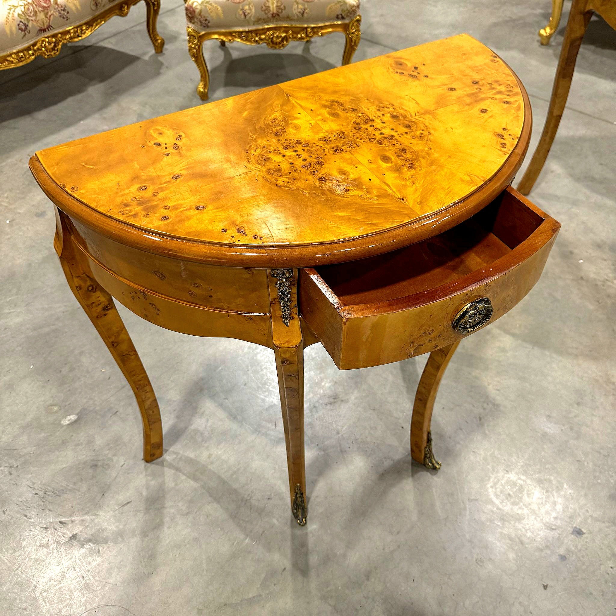 Bedside Table Marquetry French Side Table with a Drawer Louis XV Style