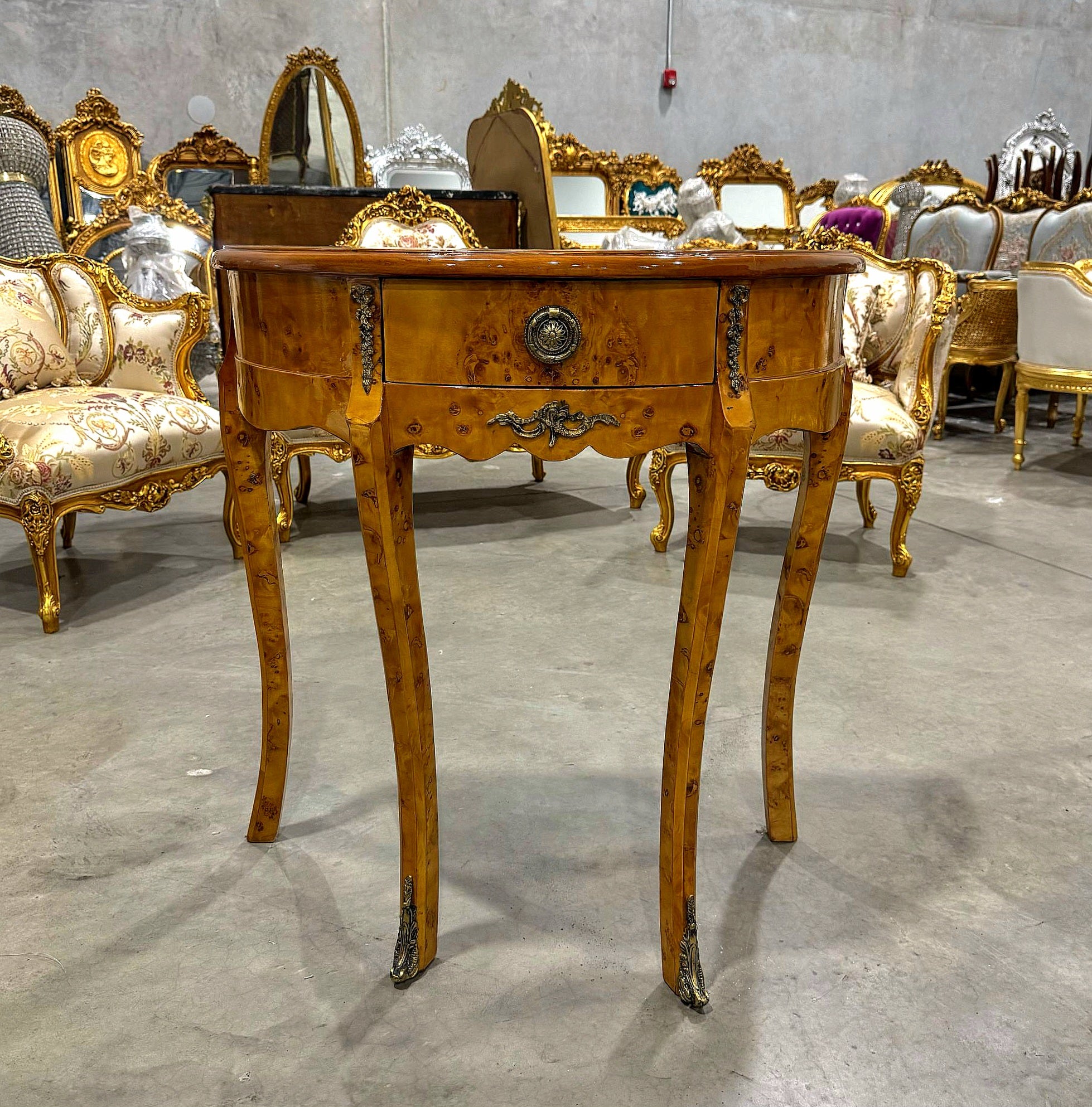Bedside Table Marquetry French Side Table with a Drawer Louis XV Style