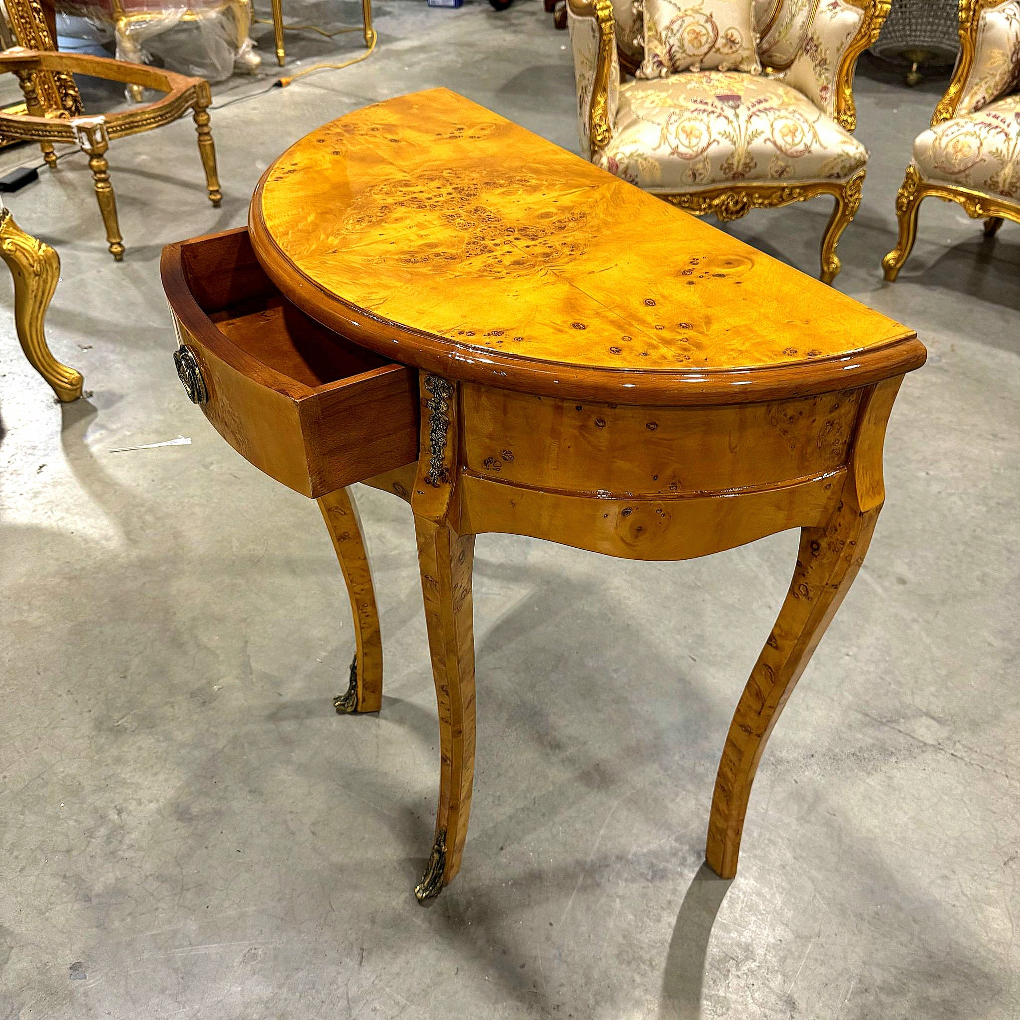 Bedside Table Marquetry French Side Table with a Drawer Louis XV Style