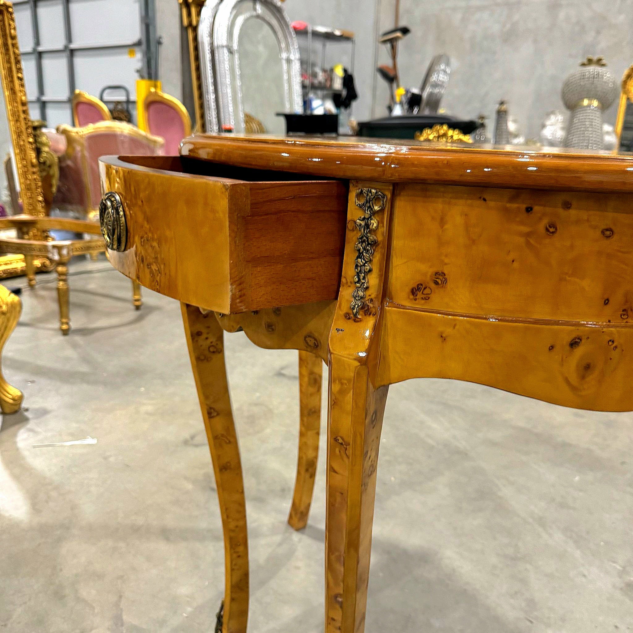 Bedside Table Marquetry French Side Table with a Drawer Louis XV Style