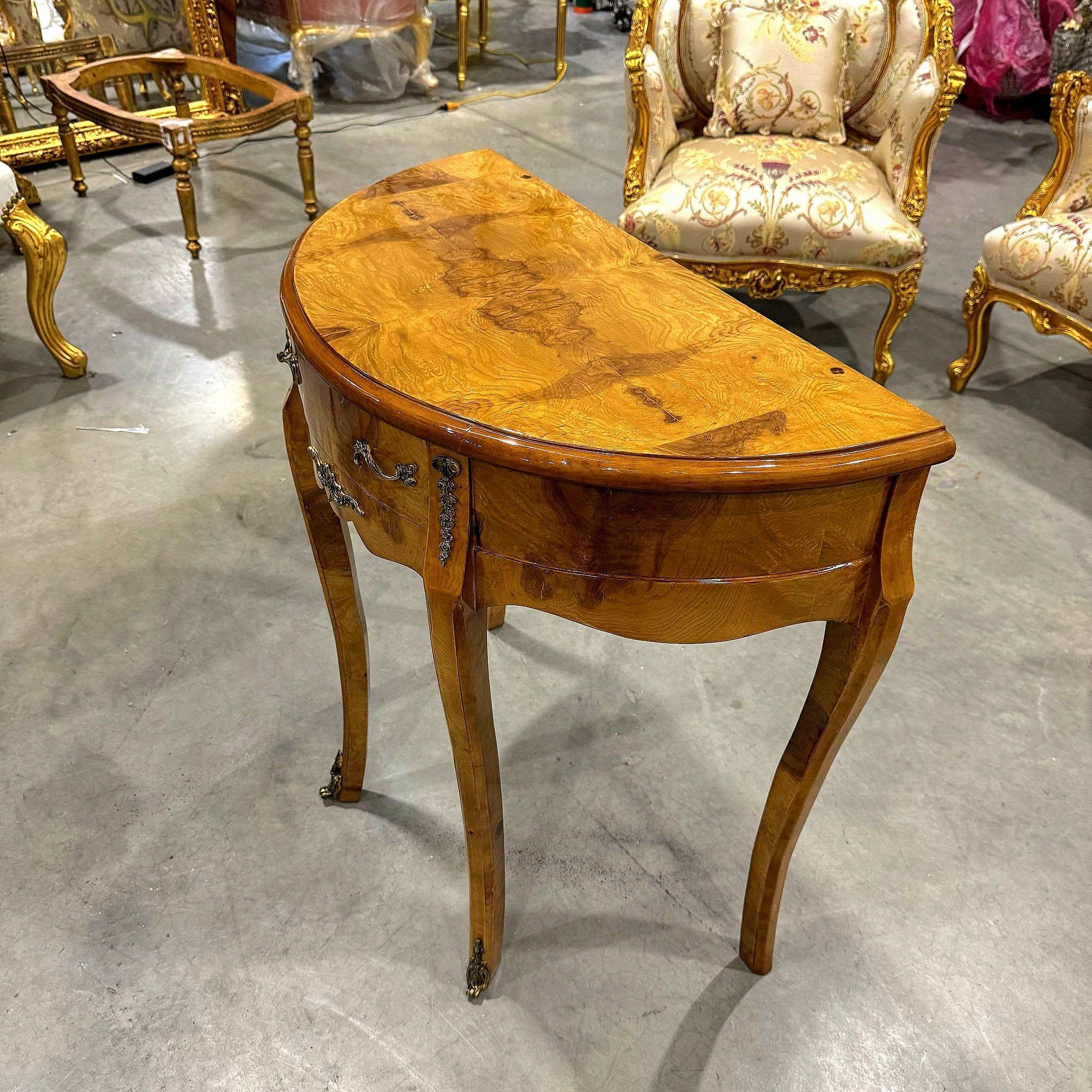 Louis XV Style Bedside Table Marquetry French Side Table with a Drawer