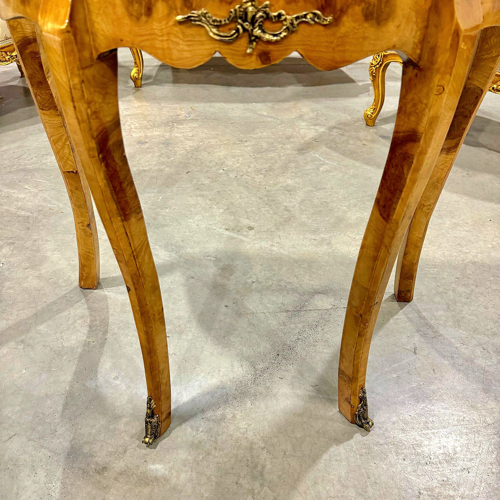 Louis XV Style Bedside Table Marquetry French Side Table with a Drawer