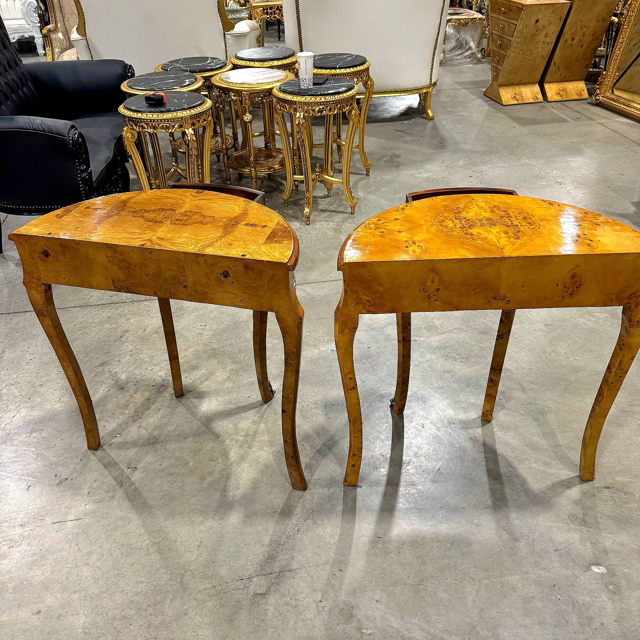 Bedside Table SET Marquetry French *2 Side Tables with a Drawer* Louis XV Style