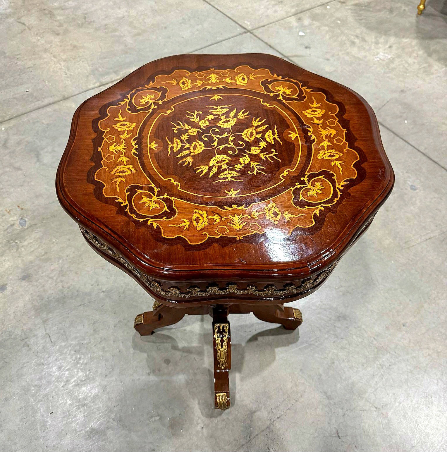 Bedside Table *Only one available* Marquetry French Side Table Louis XV Style