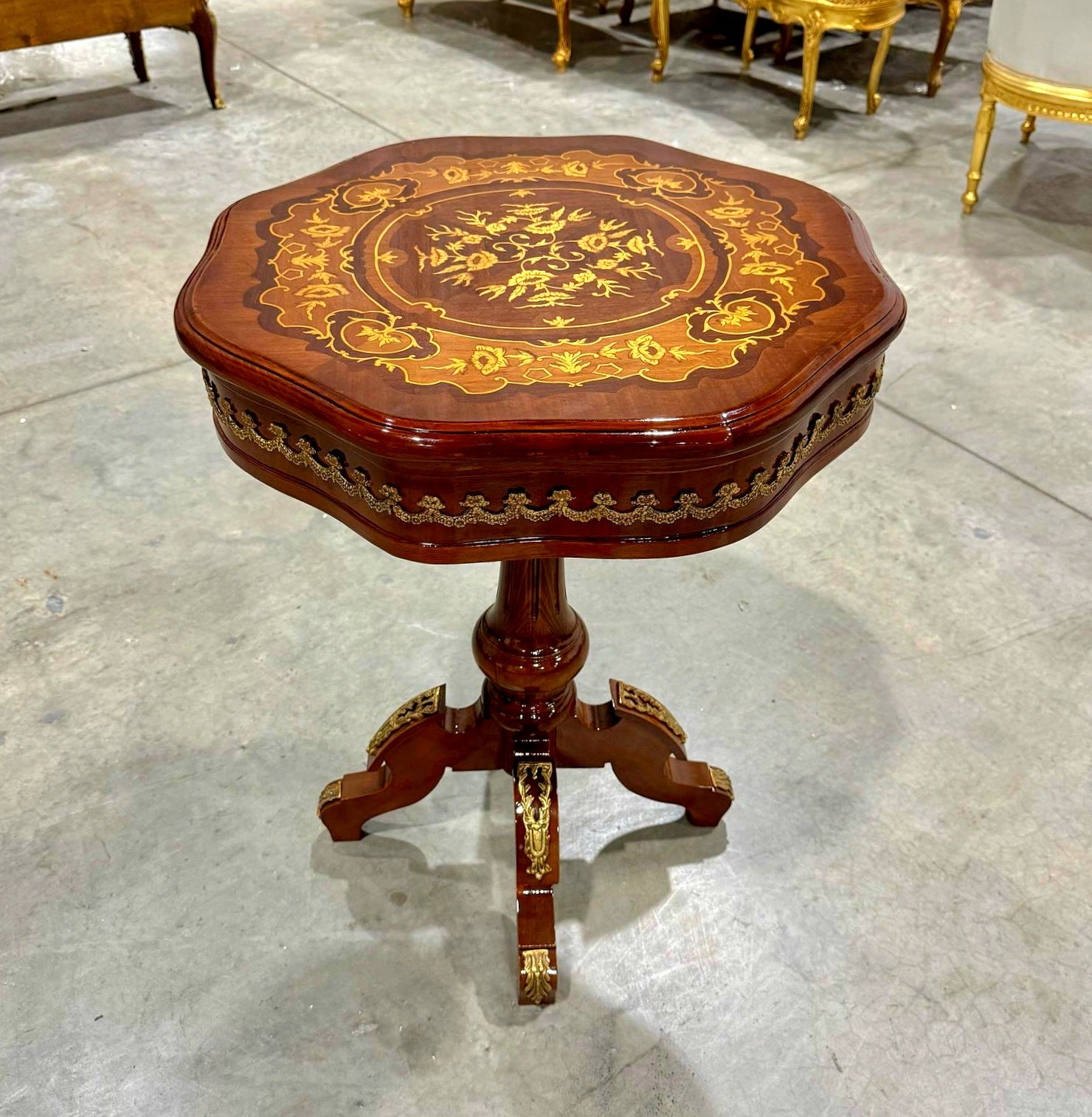 Bedside Table *Only one available* Marquetry French Side Table Louis XV Style
