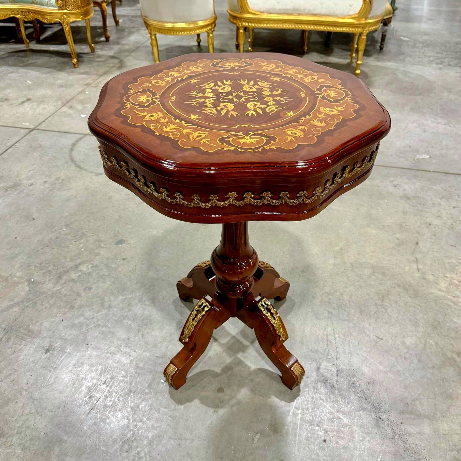 Bedside Table *Only one available* Marquetry French Side Table Louis XV Style