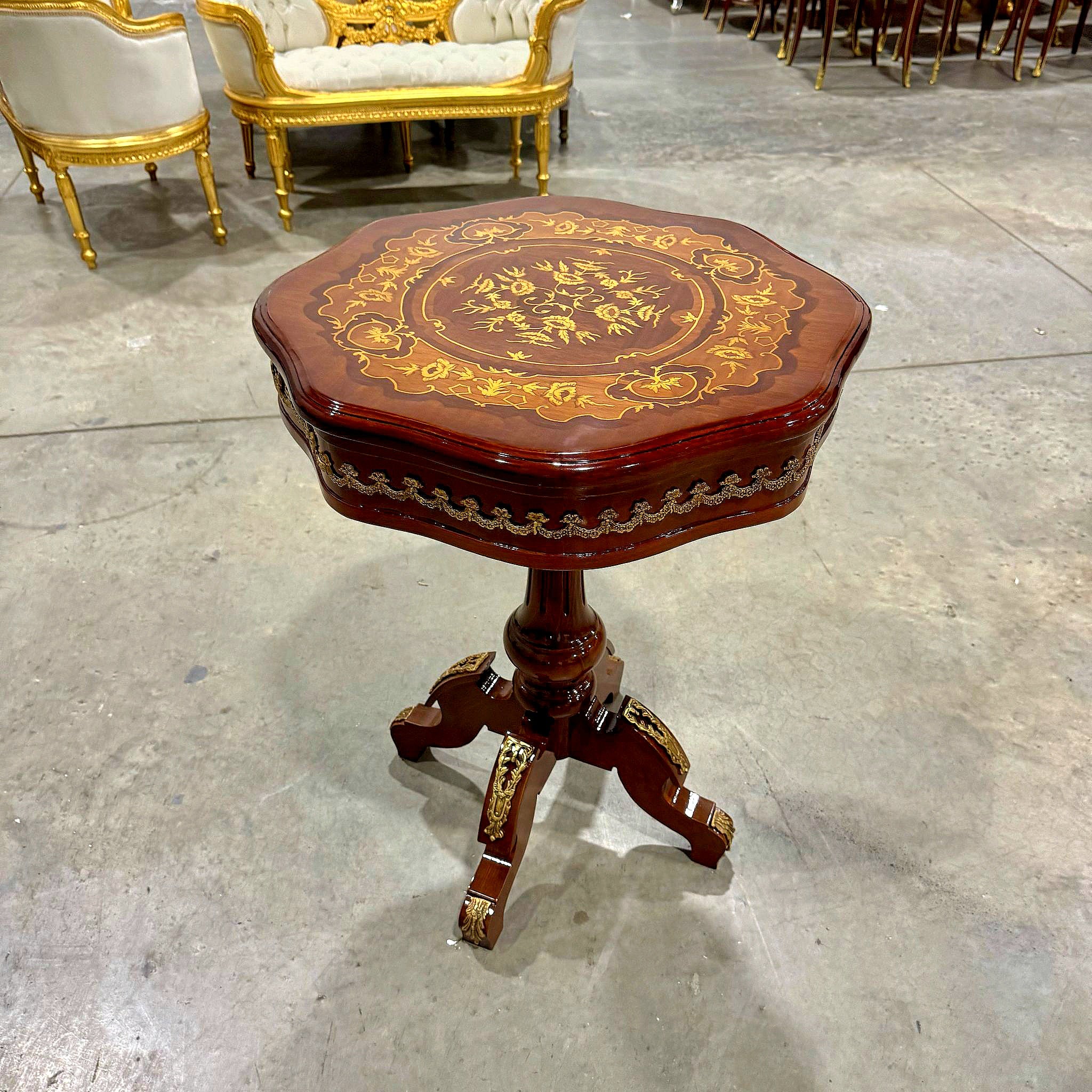 Bedside Table *Only one available* Marquetry French Side Table Louis XV Style