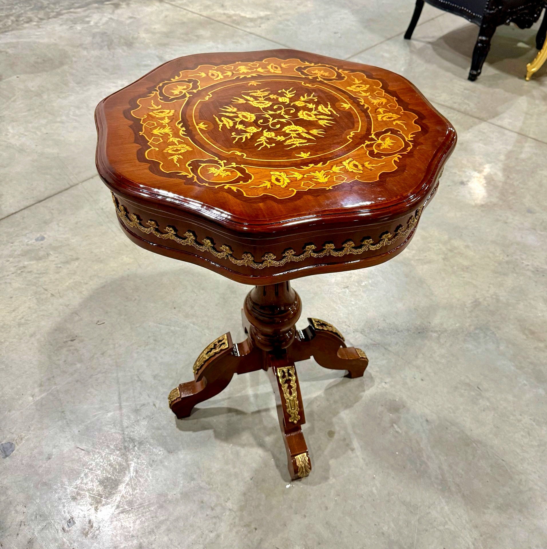 Bedside Table *Only one available* Marquetry French Side Table Louis XV Style