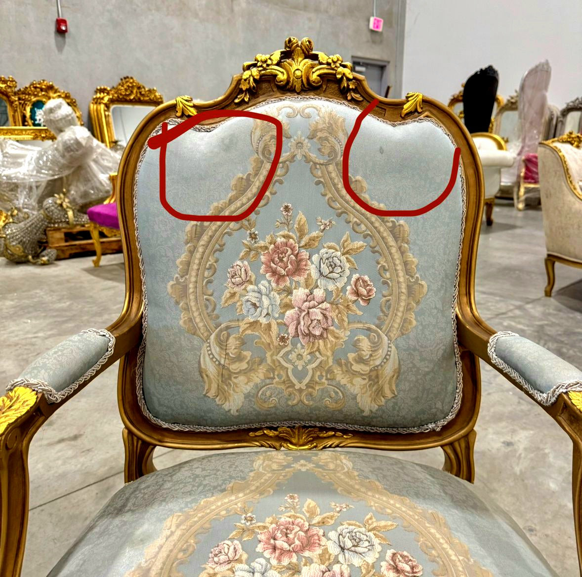 Living Room SET Baroque Style Sky Blue Fabric *Sofa and 2 Chairs*
