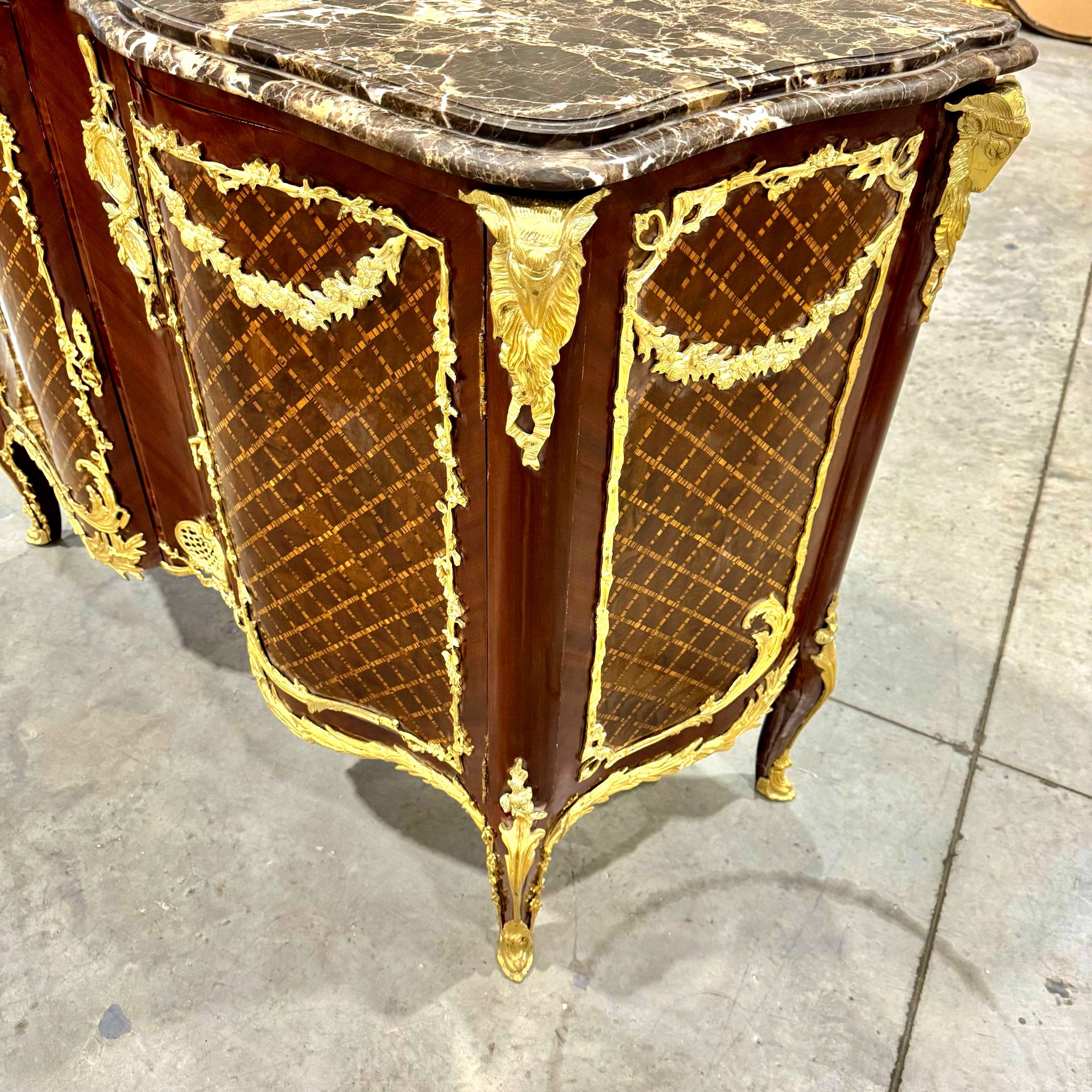 Brown Commode Cabinet Gold Details French Louis XVI Style Furniture Marble