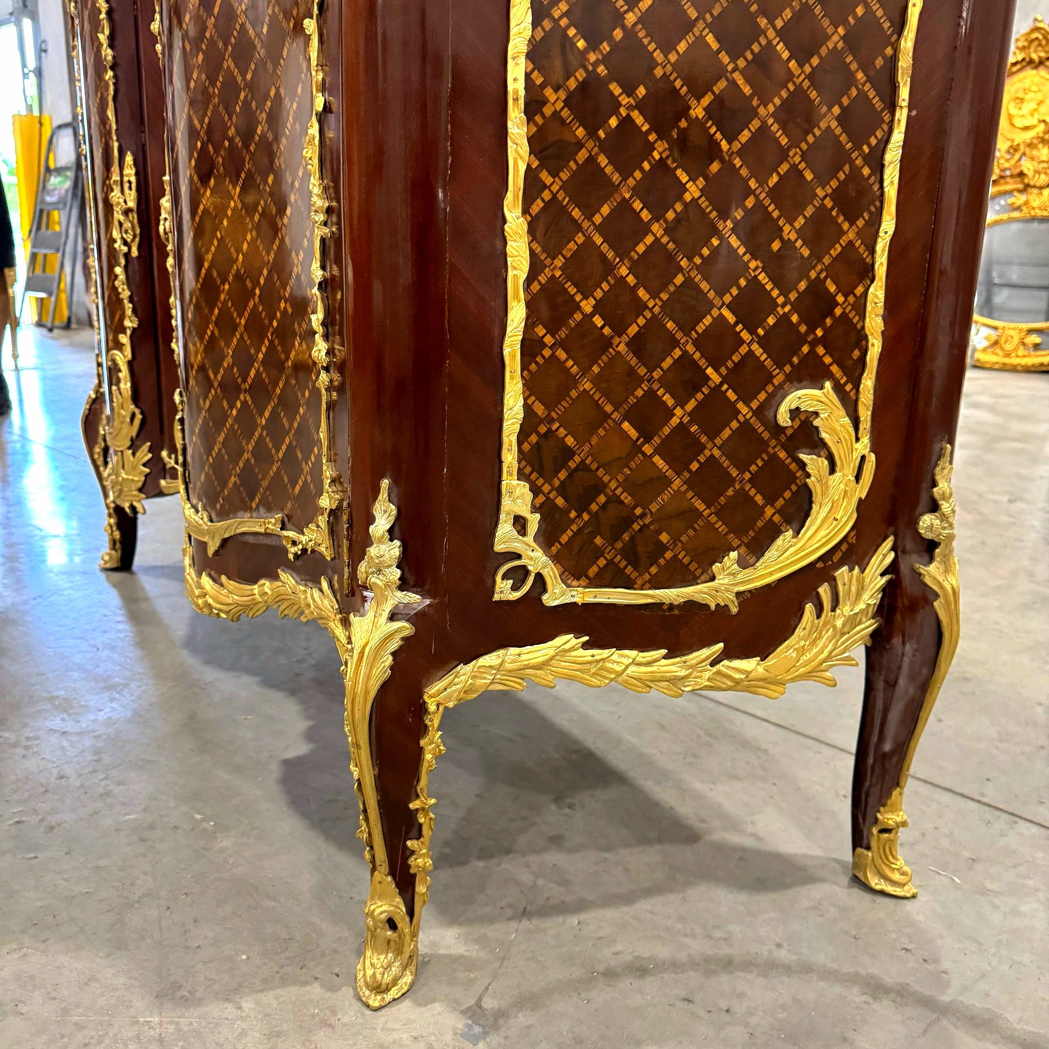 Brown Commode Cabinet Gold Details French Louis XVI Style Furniture Marble