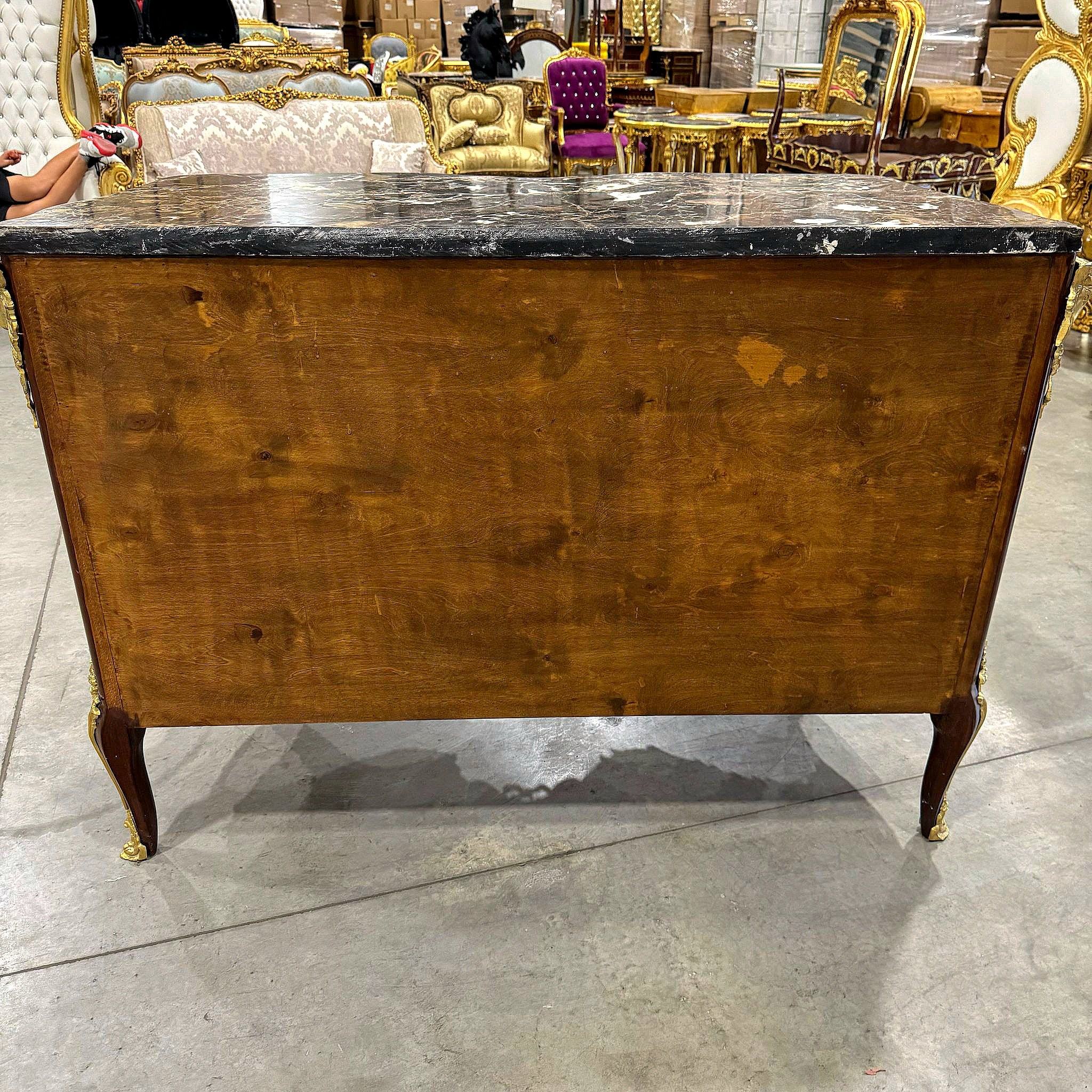 Brown Commode Cabinet Gold Details French Louis XVI Style Furniture Marble