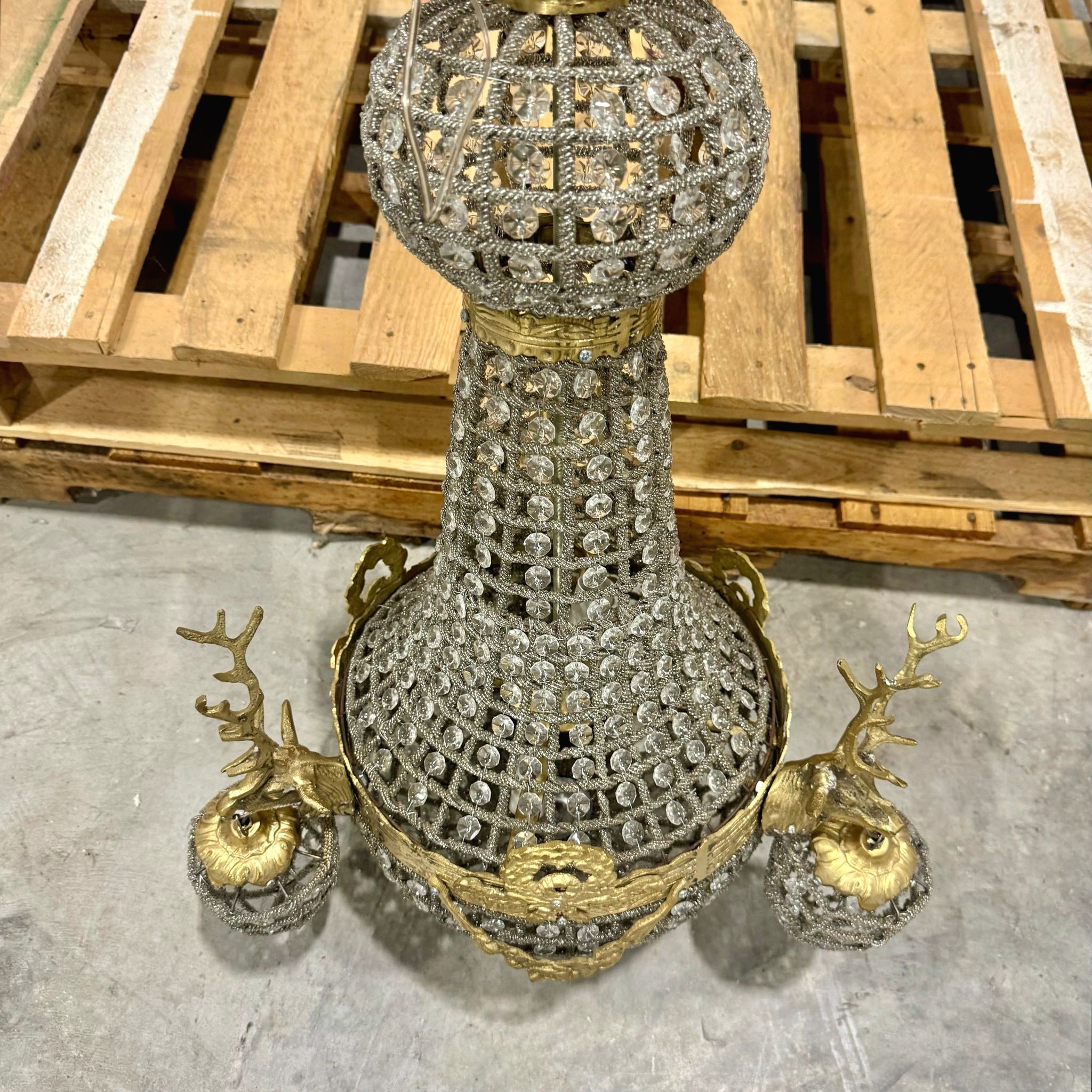 French Style Deer Stag Chandelier Ceiling Light Crystal Bronze Details Lightings