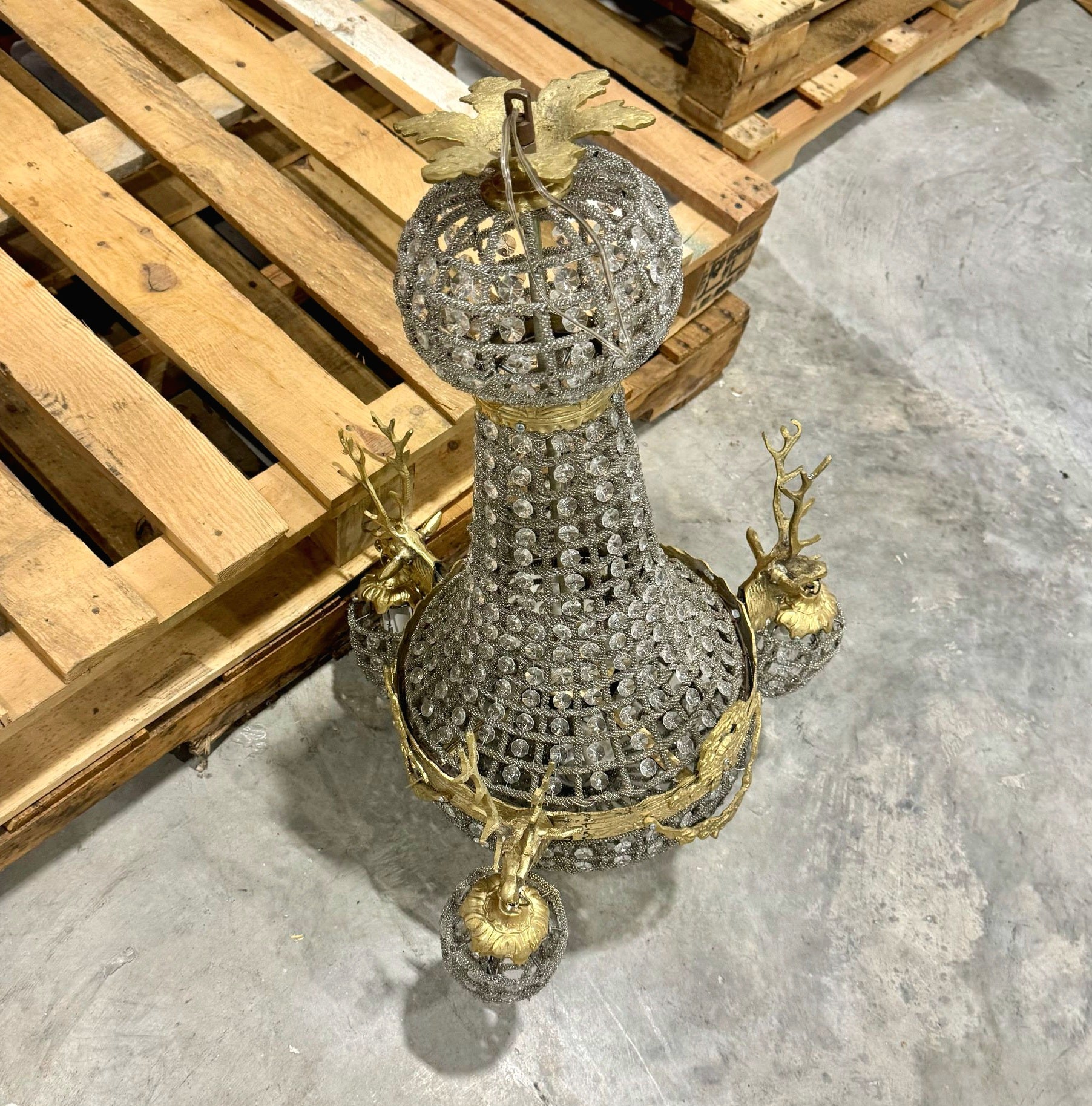 French Style Deer Stag Chandelier Ceiling Light Crystal Bronze Details Lightings