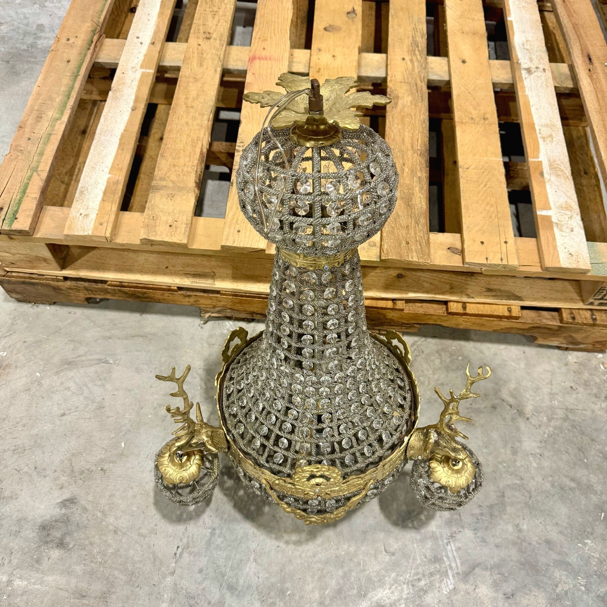 French Style Deer Stag Chandelier Ceiling Light Crystal Bronze Details Lightings