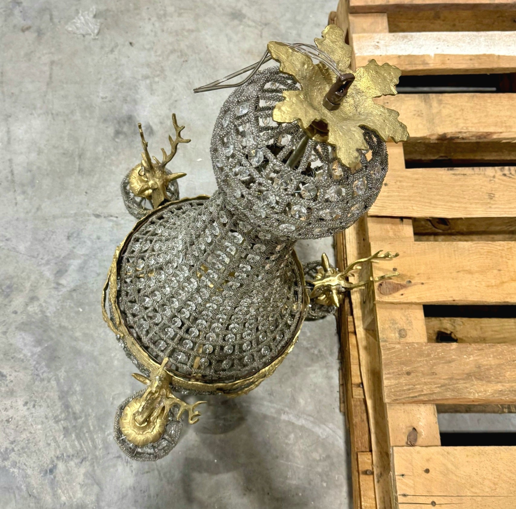 French Style Deer Stag Chandelier Ceiling Light Crystal Bronze Details Lightings