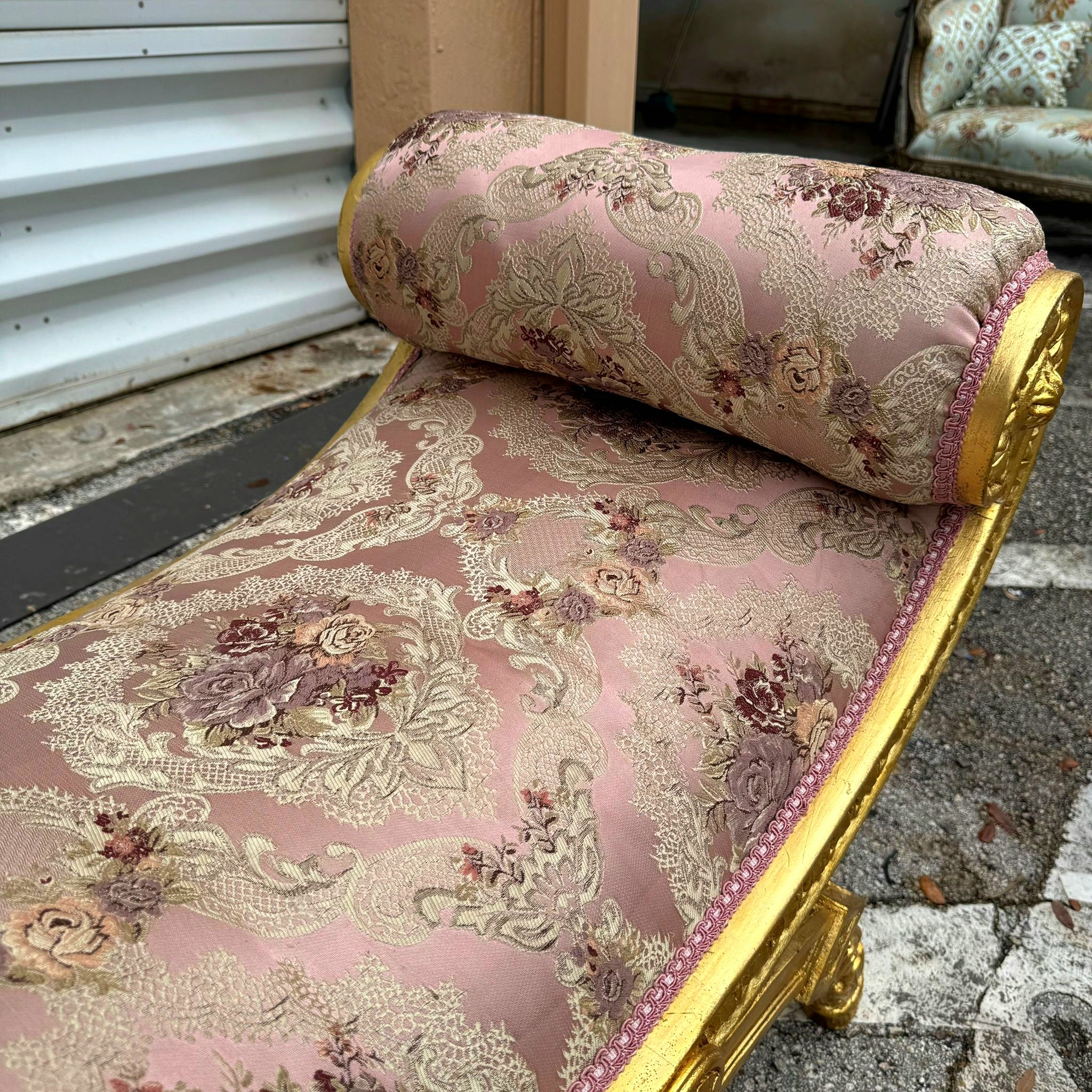Pink Bench French Style With Gold Leaf Details Rococo Baroque Furniture