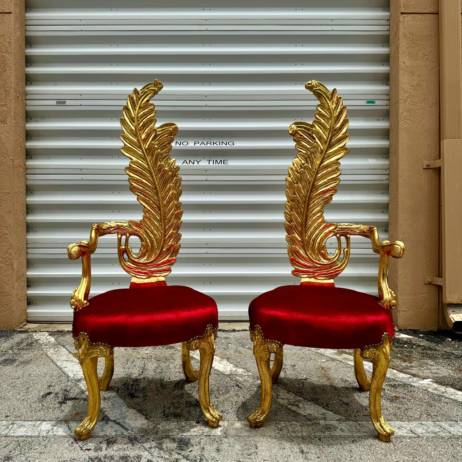 Italian Baroque Throne Chair High Back 64" Tall
