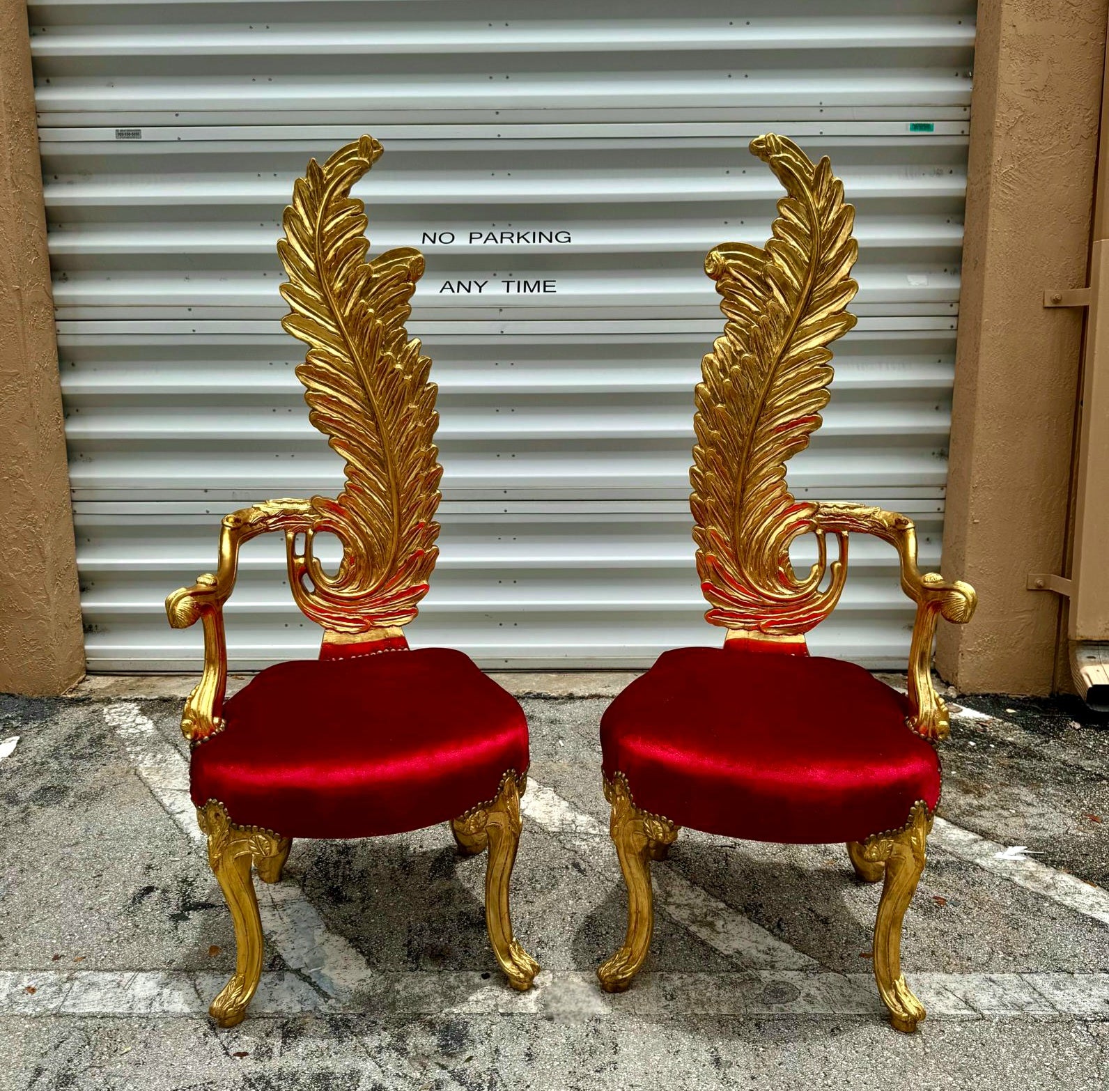 Italian Baroque Throne Chair High Back 64" Tall
