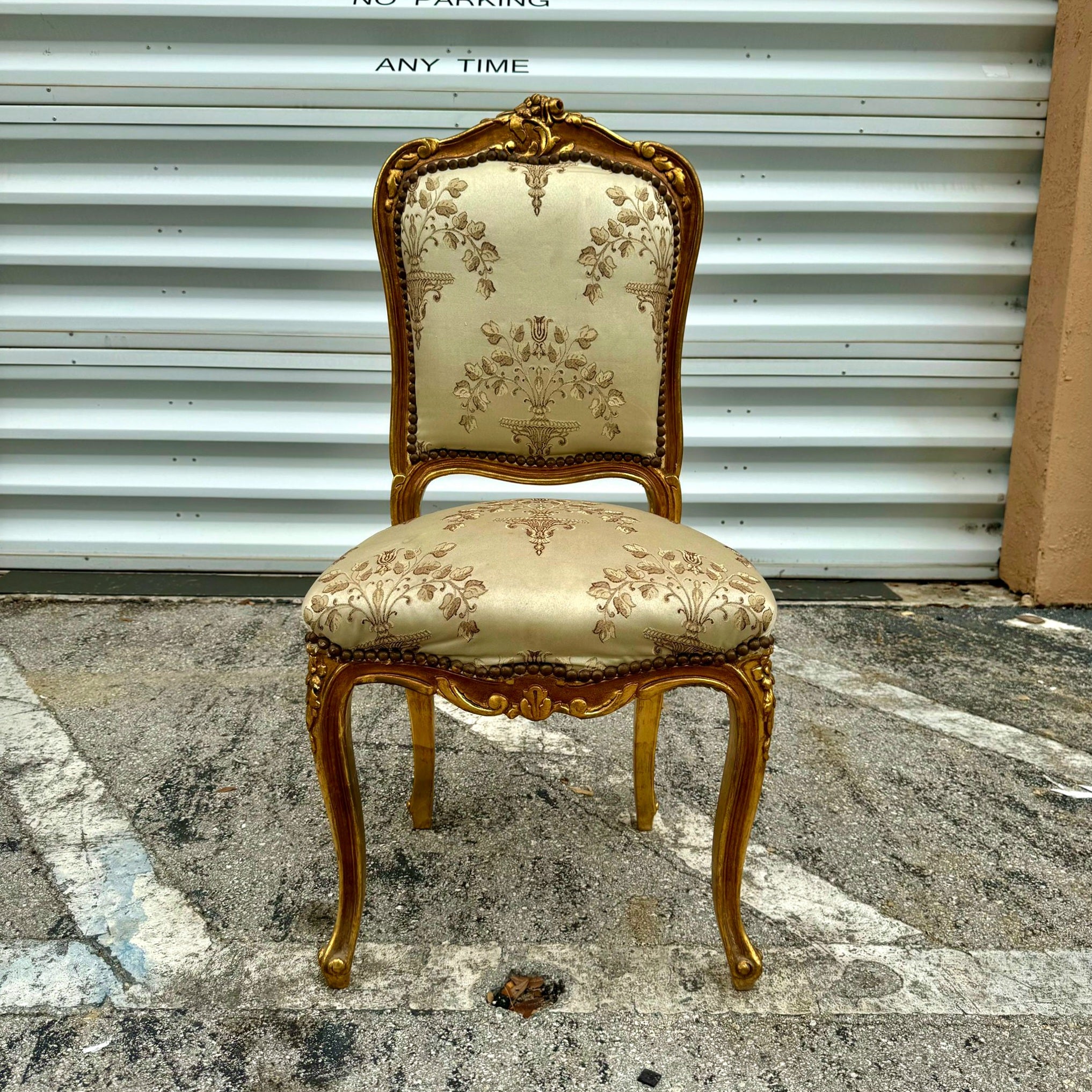 French Style White Chair with Gold Details Rococo Baroque Vintage