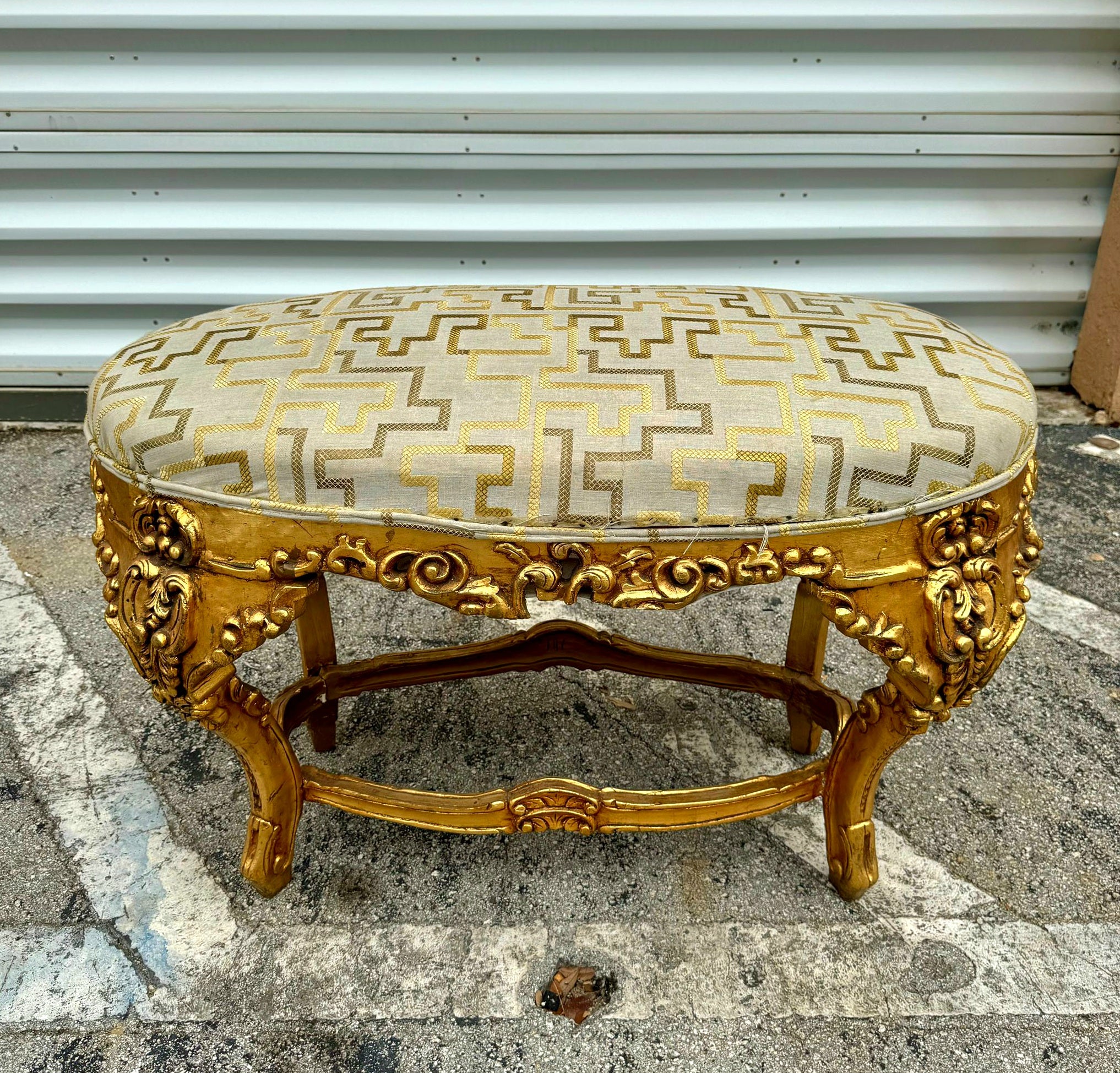 Small Bench French Style With Gold Leaf Details Rococo Baroque Furniture