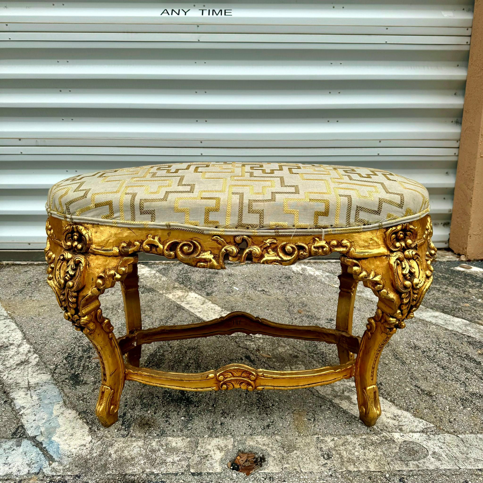 Small Bench French Style With Gold Leaf Details Rococo Baroque Furniture