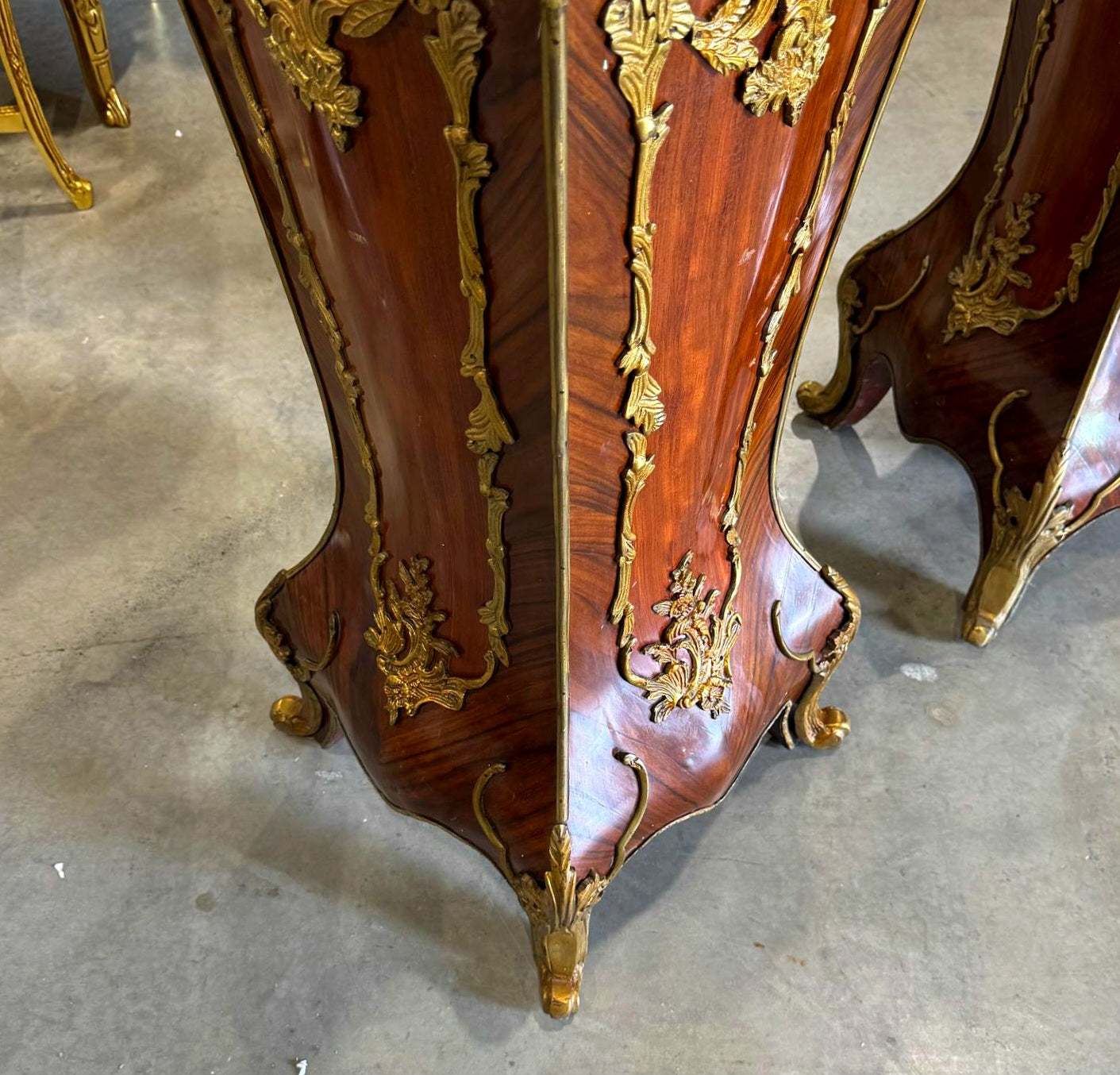 French Rococo Style Pedestal Column Timeless Marble Topped