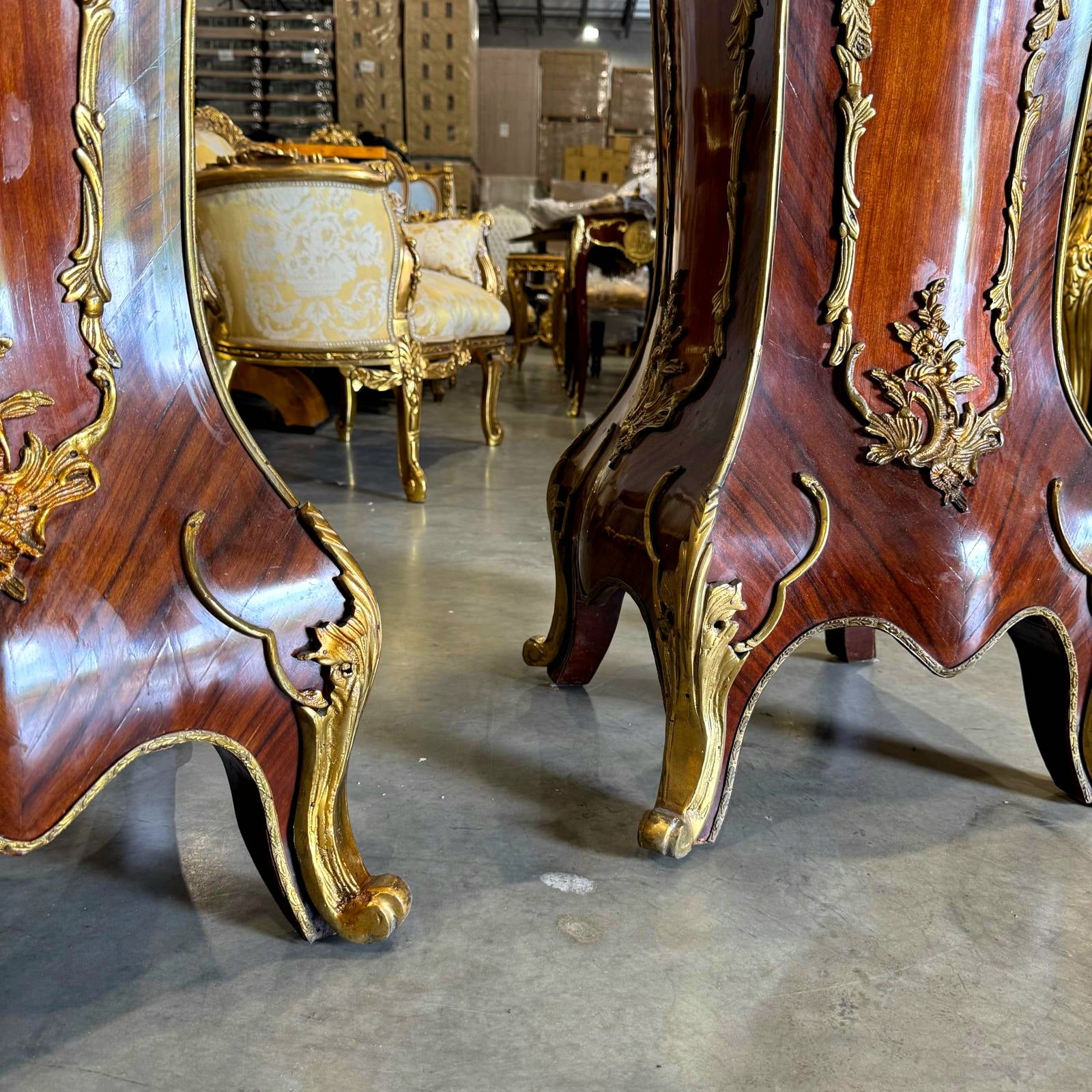 French Rococo Style Pedestal Column Timeless Marble Topped