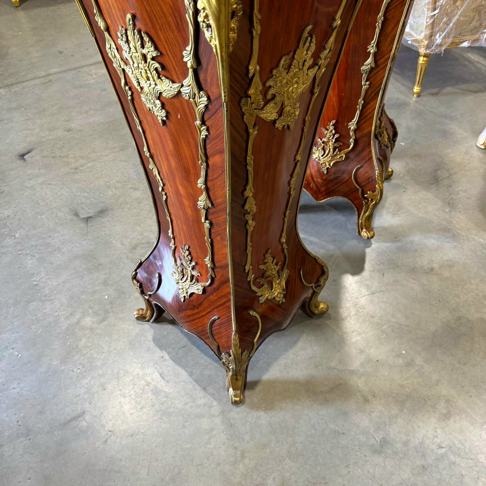 French Rococo Style Pedestal Column Timeless Marble Topped
