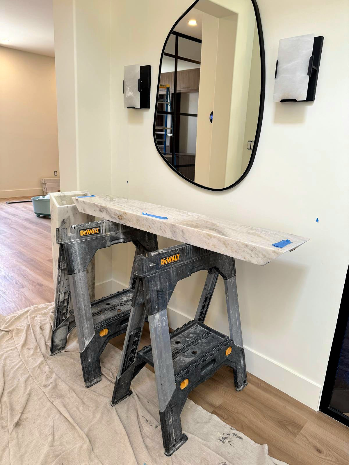 Custom Marble Console Table Handcrafted to Your Specifications – LED Ready