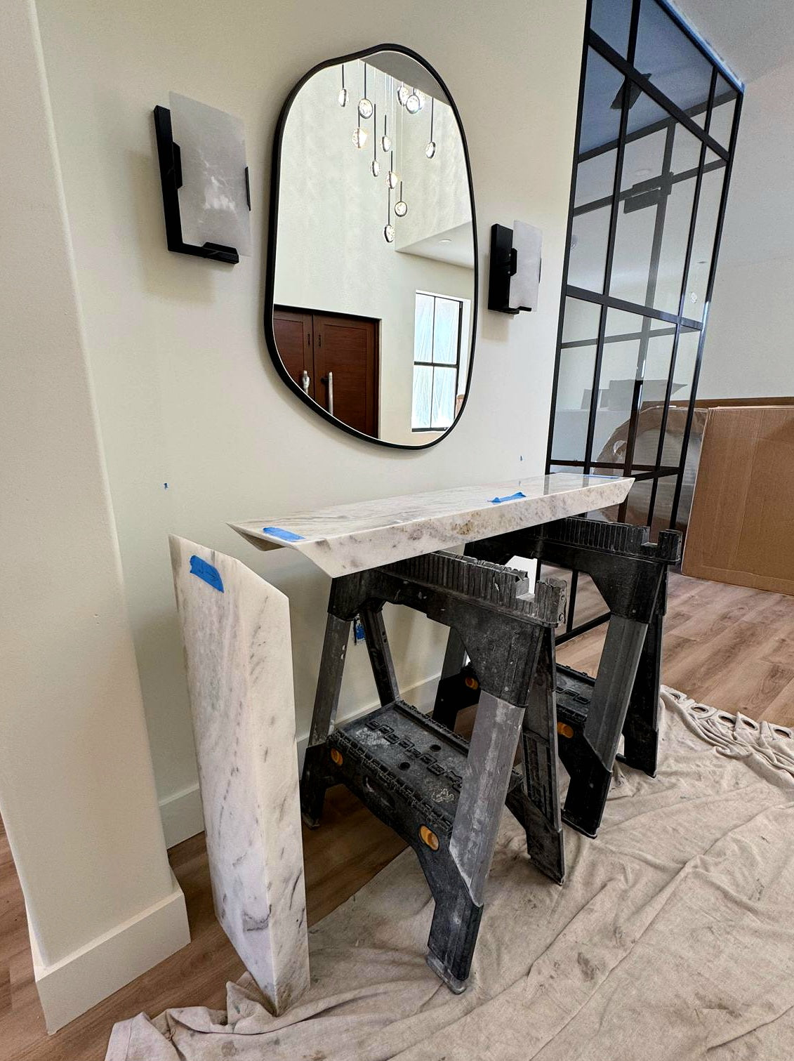 Custom Marble Console Table Handcrafted to Your Specifications – LED Ready