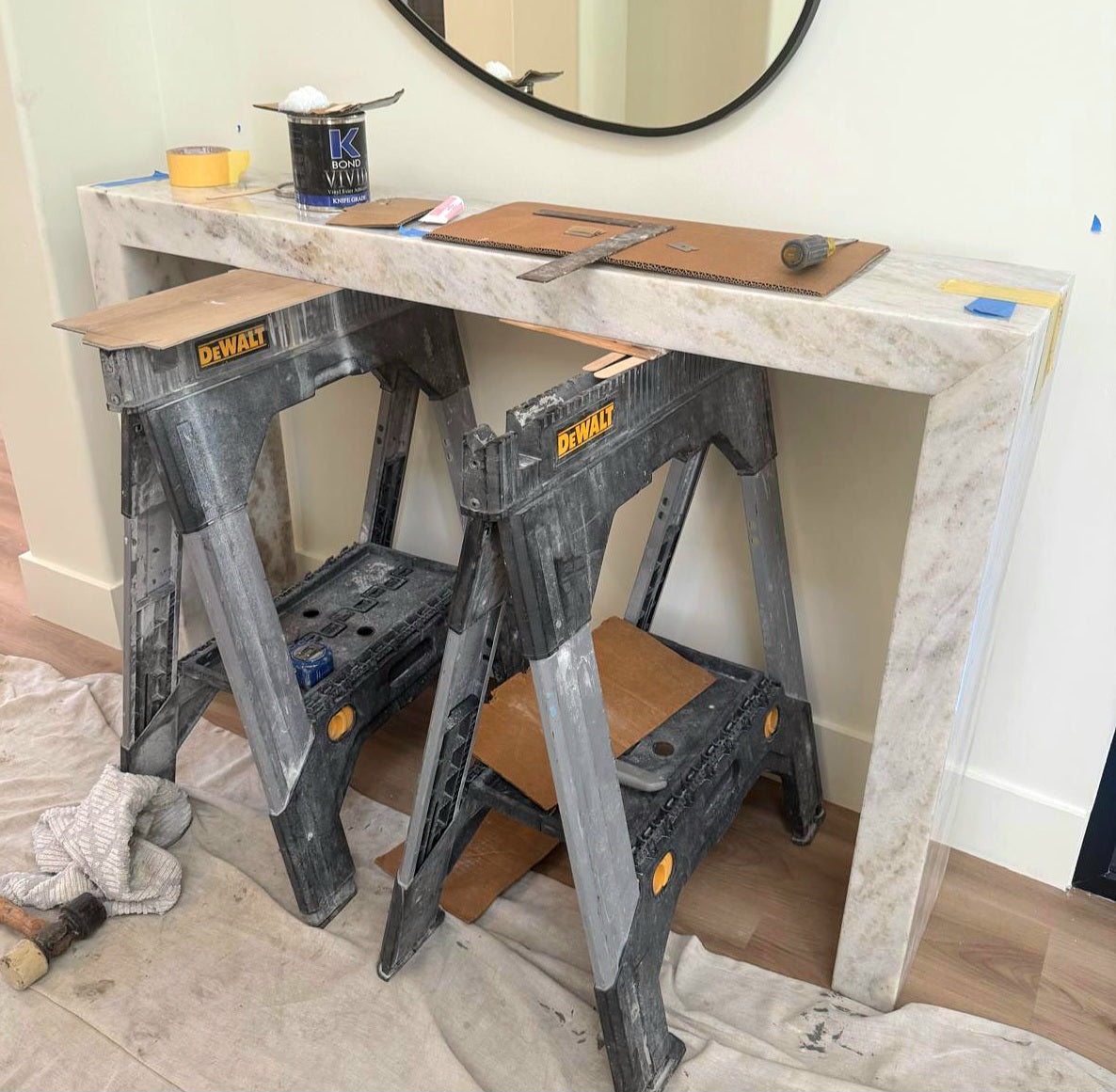 Custom Marble Console Table Handcrafted to Your Specifications – LED Ready