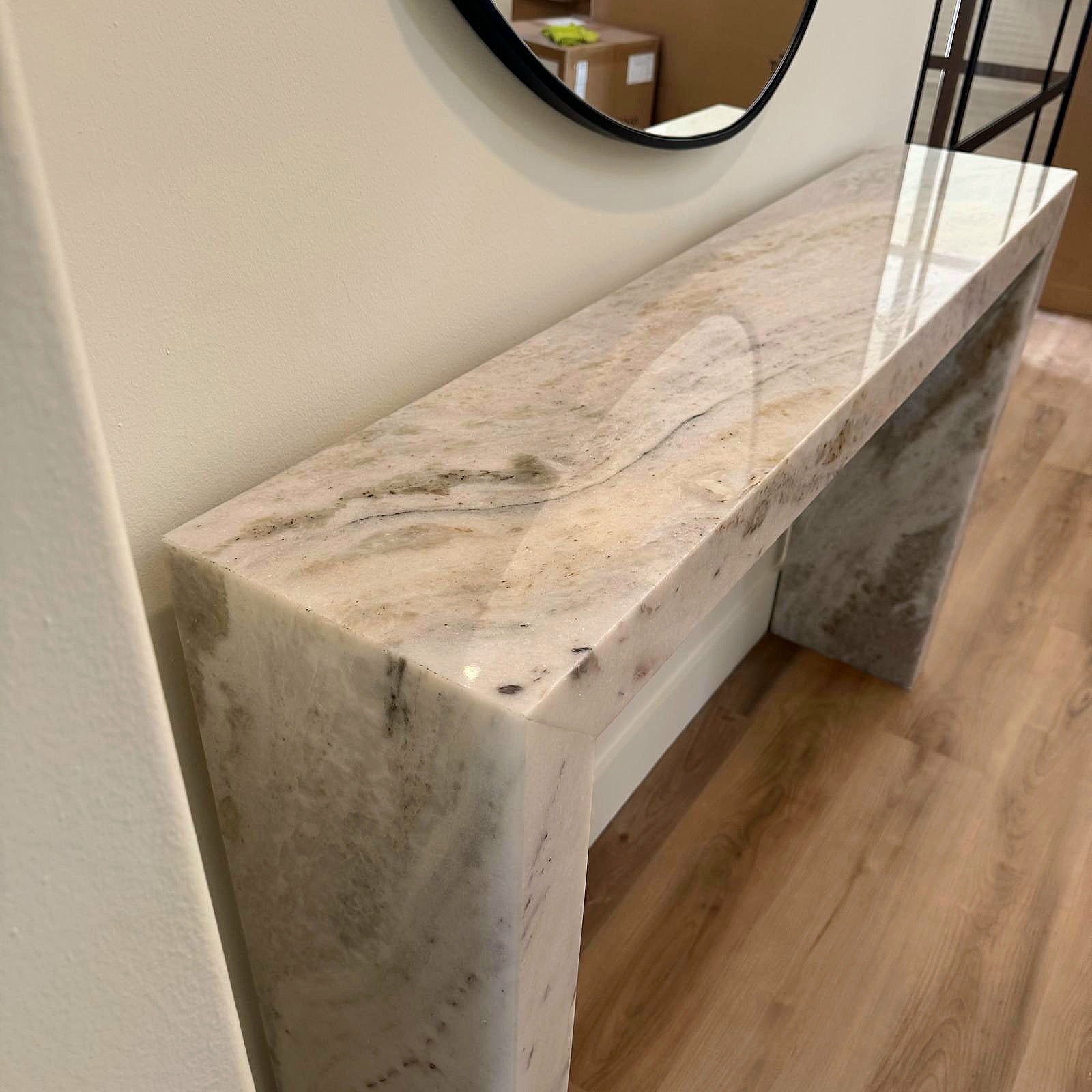 Custom Marble Console Table Handcrafted to Your Specifications – LED Ready
