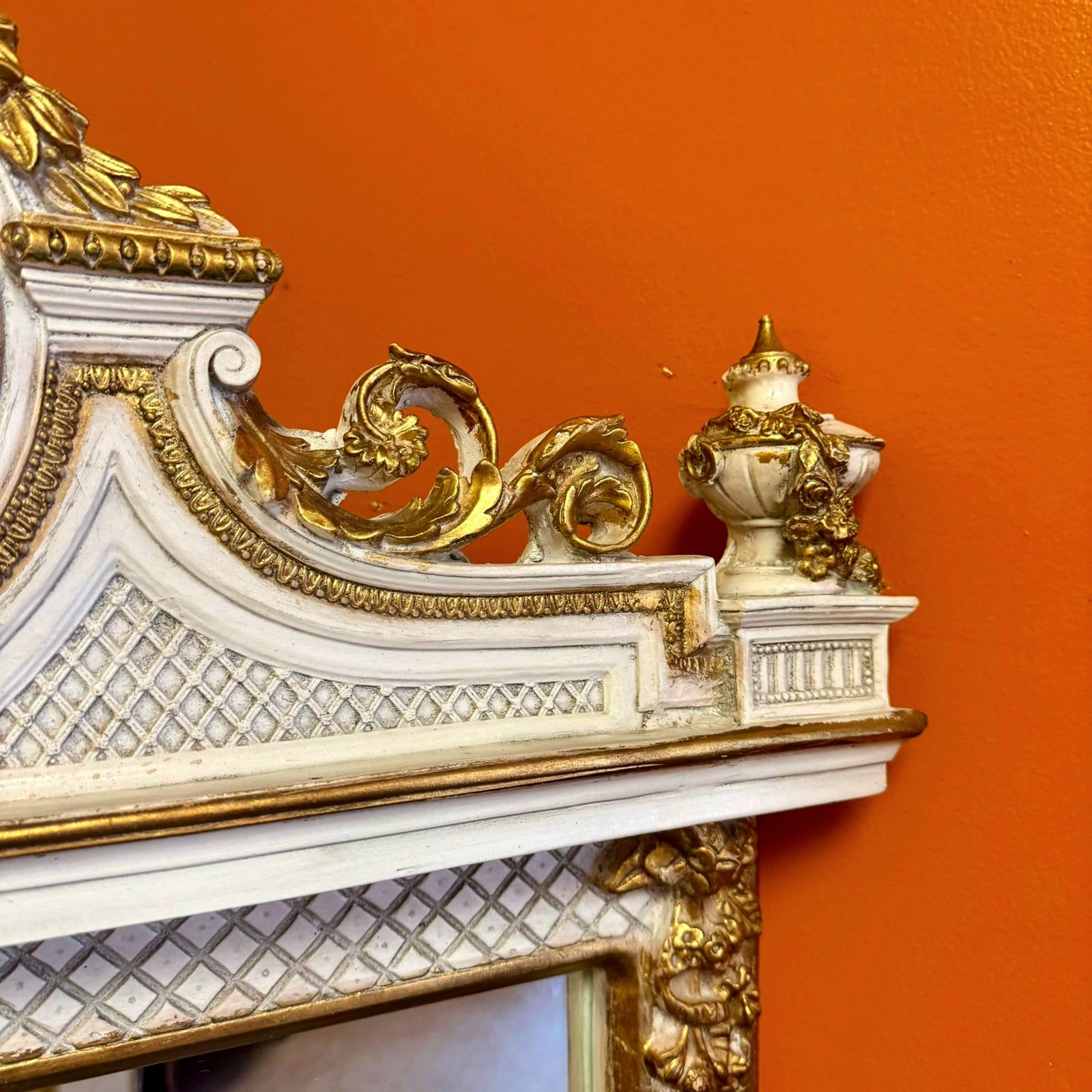 Rococo Style Gold White Color Floor Mirror 5.6 Feet Tall Gold Leaf