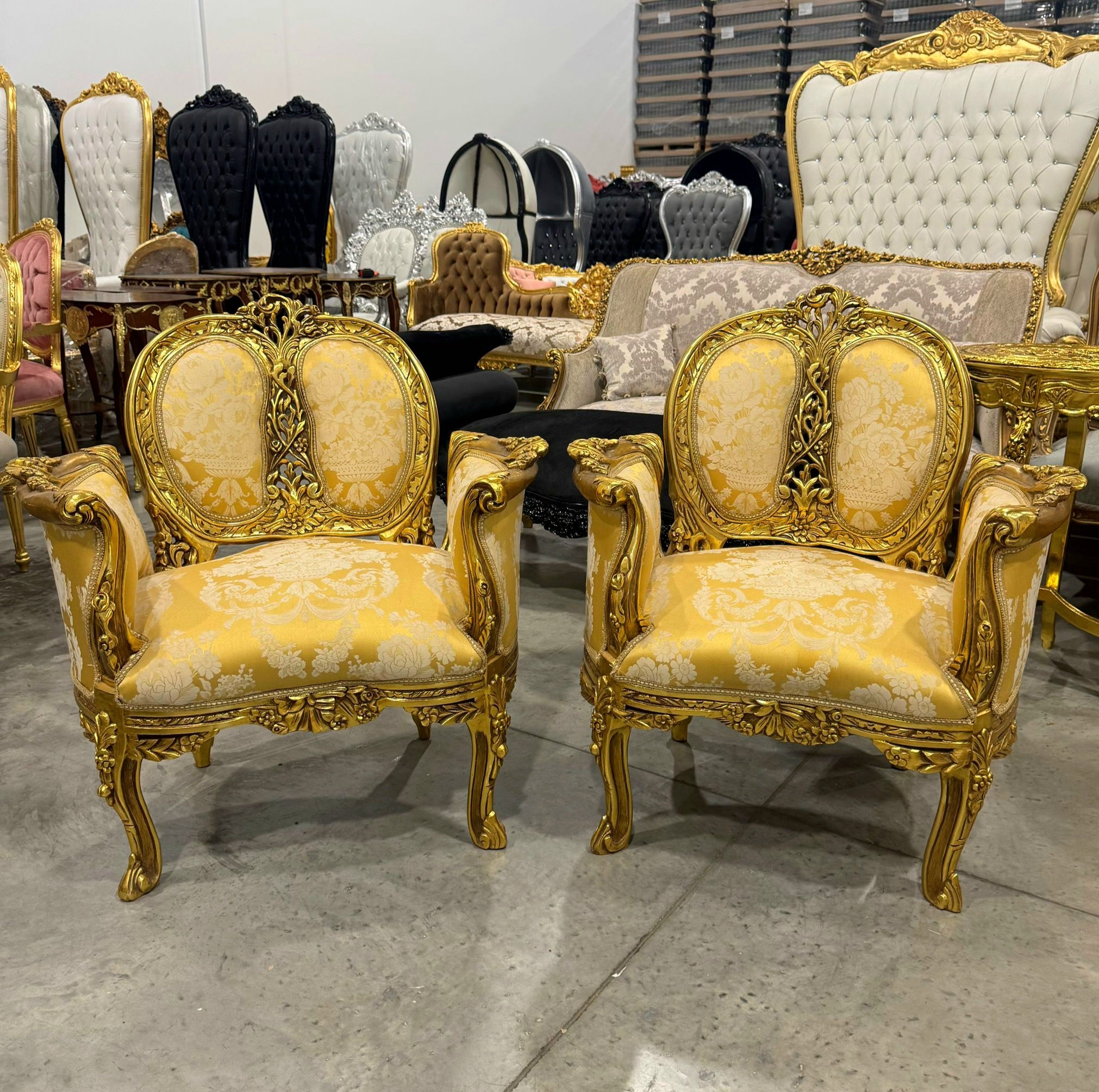 Antique Style French Rococo Armchair – Gold Leaf Baroque Accent Chair