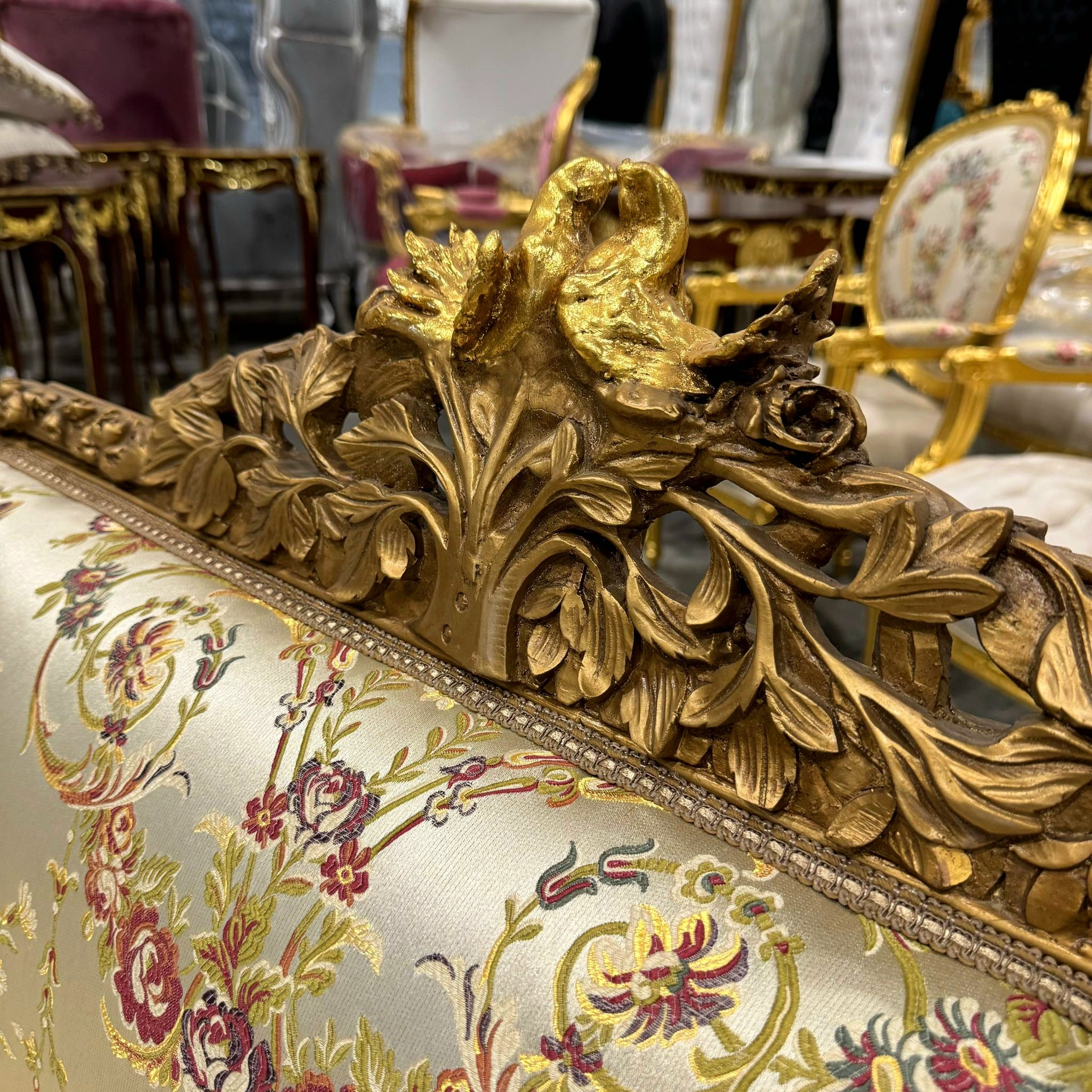 Baroque Style Beige Tan  Sofa Interior Design Gold Details French