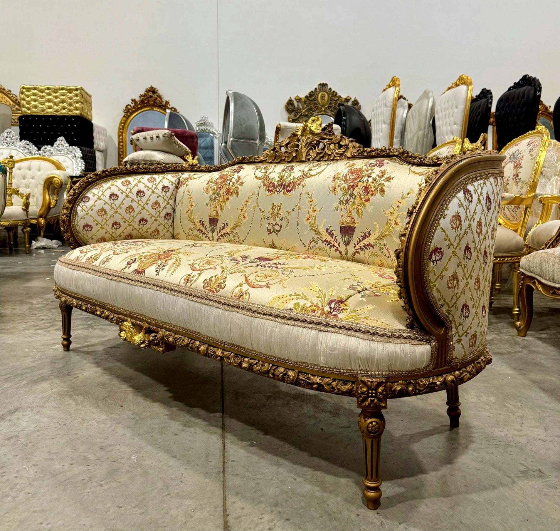 Baroque Style Beige Tan  Sofa Interior Design Gold Details French
