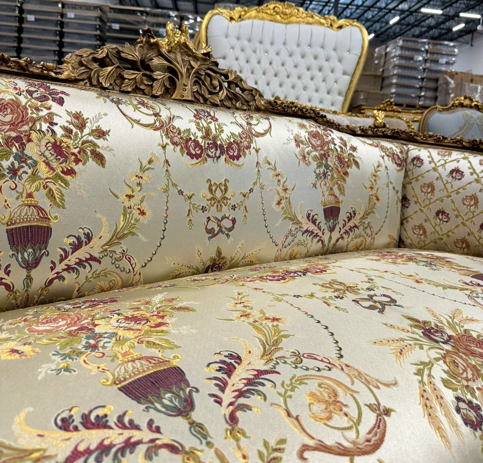 Baroque Style Beige Tan  Sofa Interior Design Gold Details French