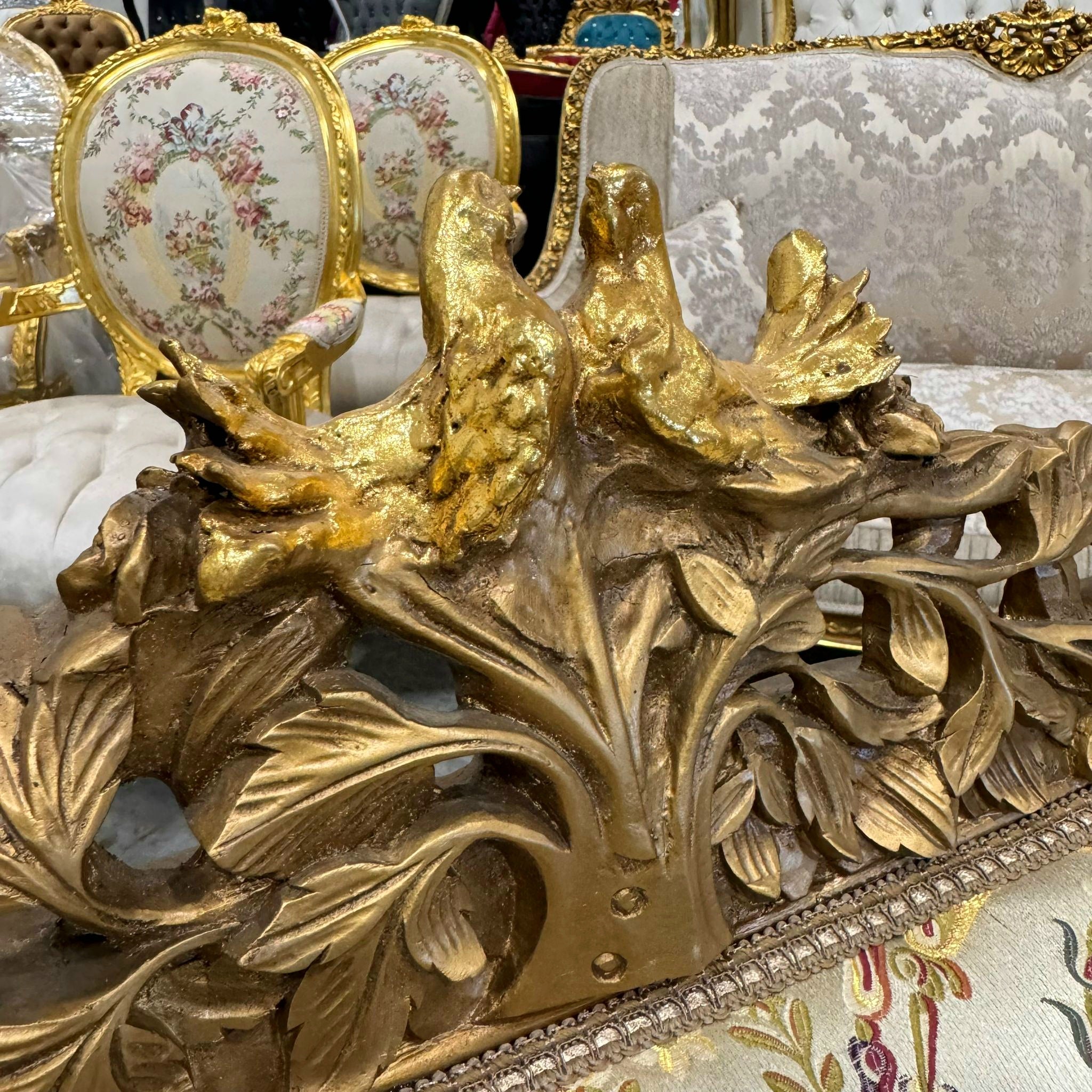 Baroque Style Beige Tan  Sofa Interior Design Gold Details French