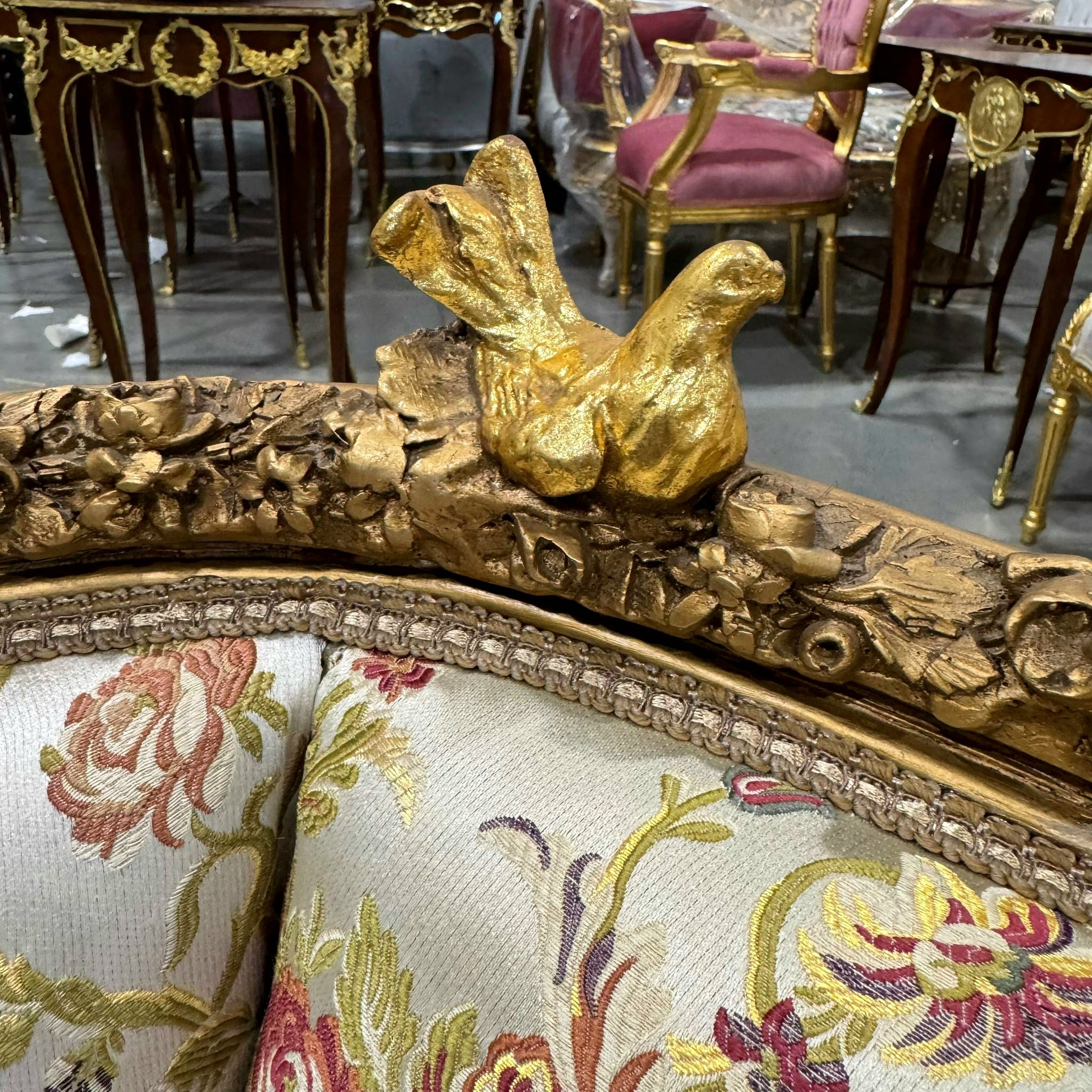 Baroque Style Beige Tan  Sofa Interior Design Gold Details French