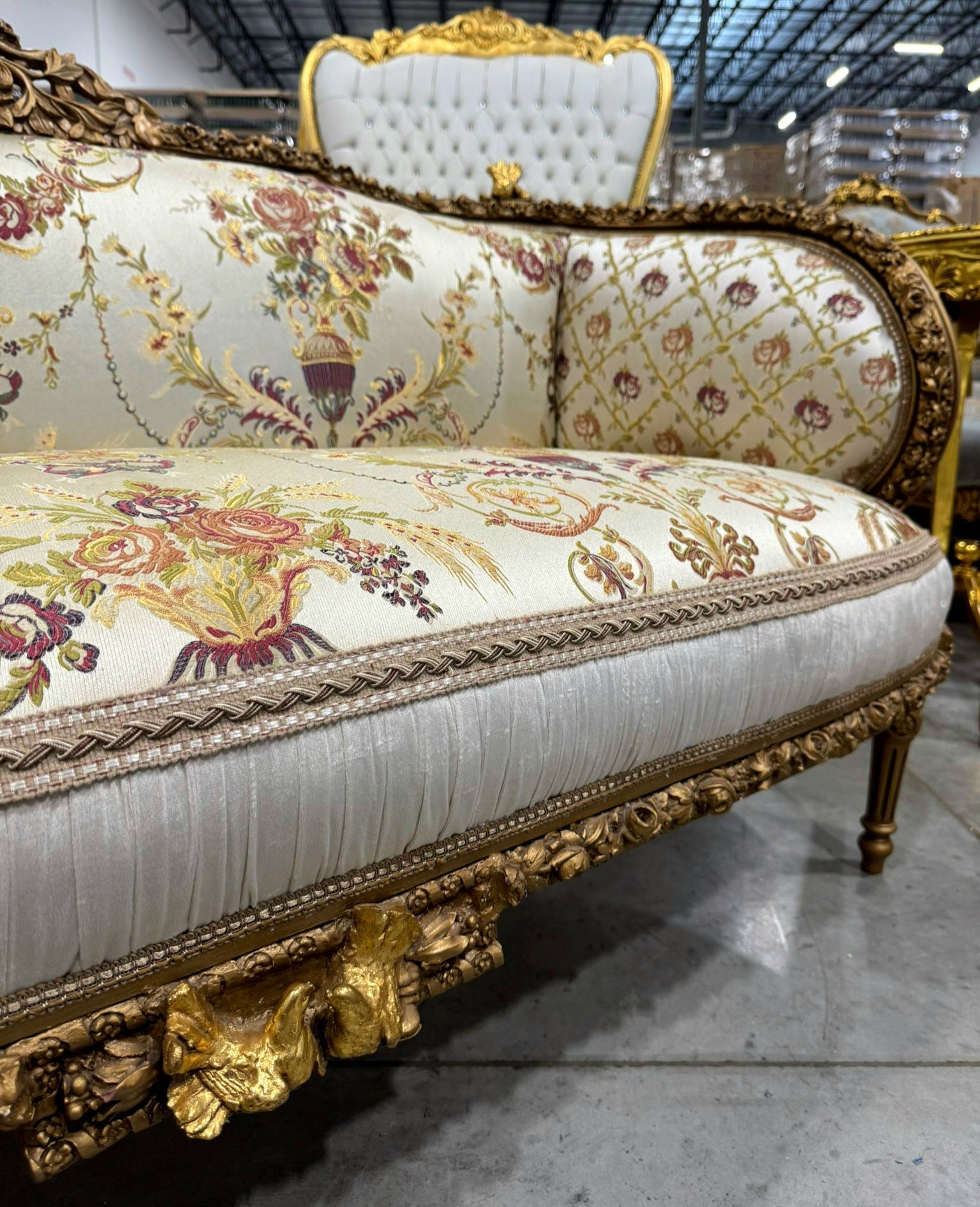 Baroque Style Beige Tan  Sofa Interior Design Gold Details French